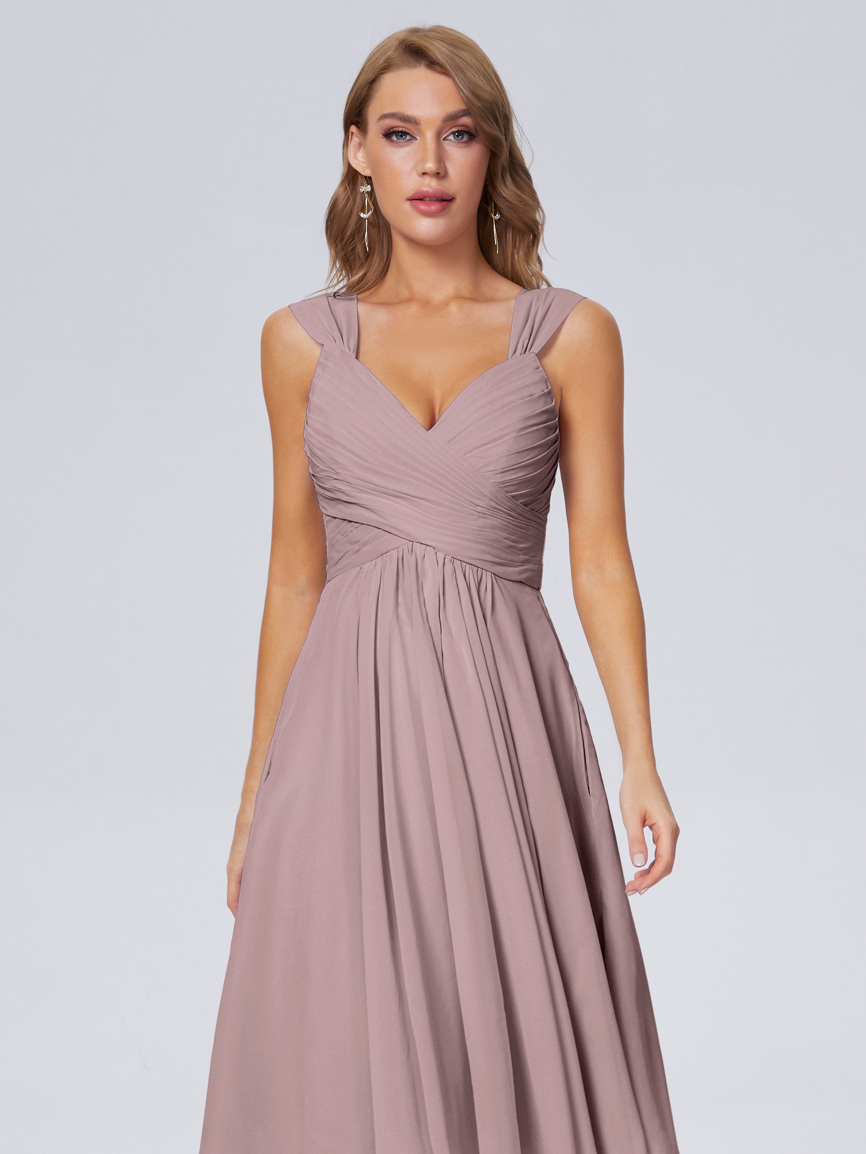 Mya Erschwingliche Träger Kurze Chiffon-Brautjungfernkleider