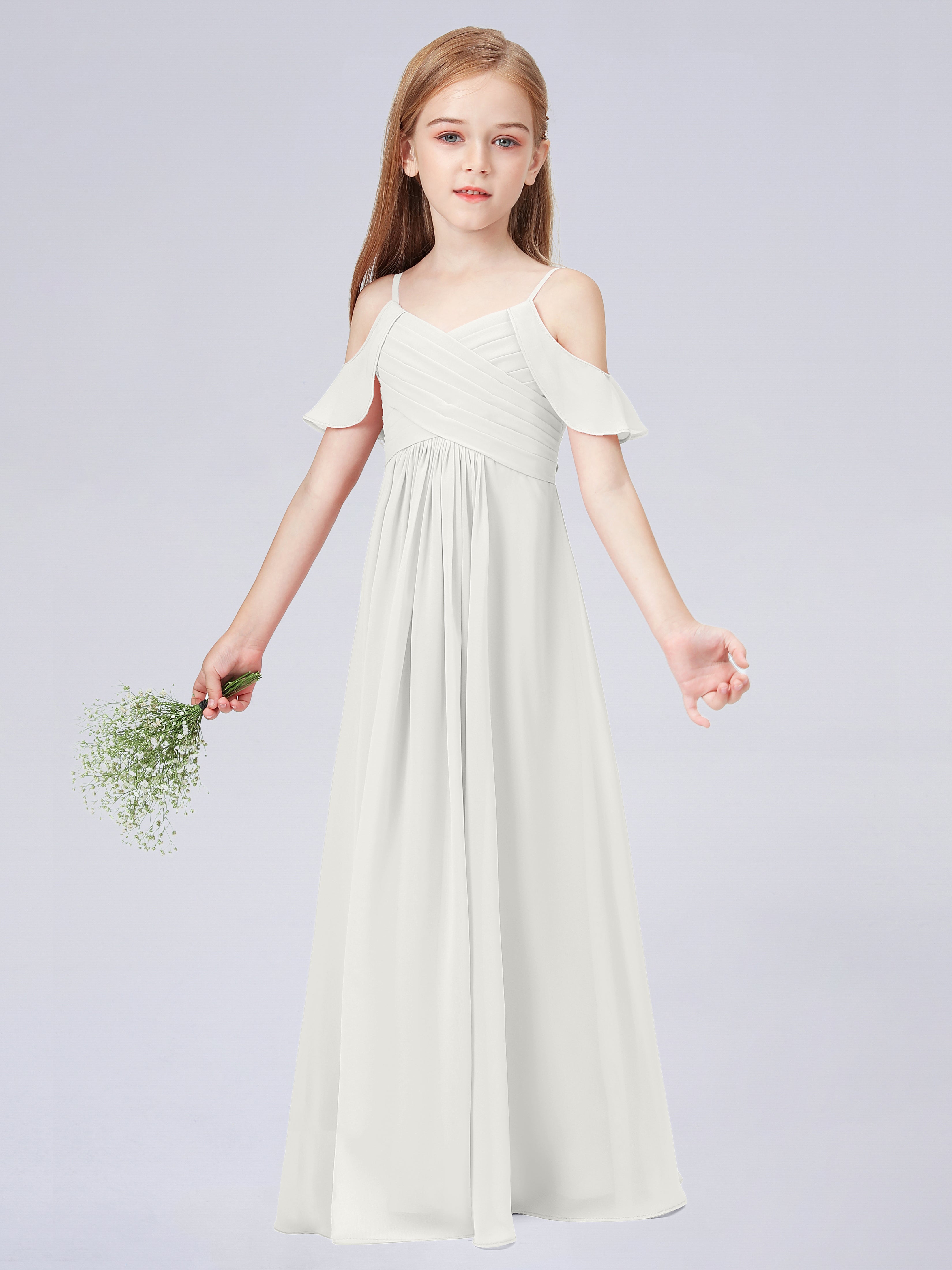 Schulterfreies Chiffon Kleid für Junge Brautjungfern