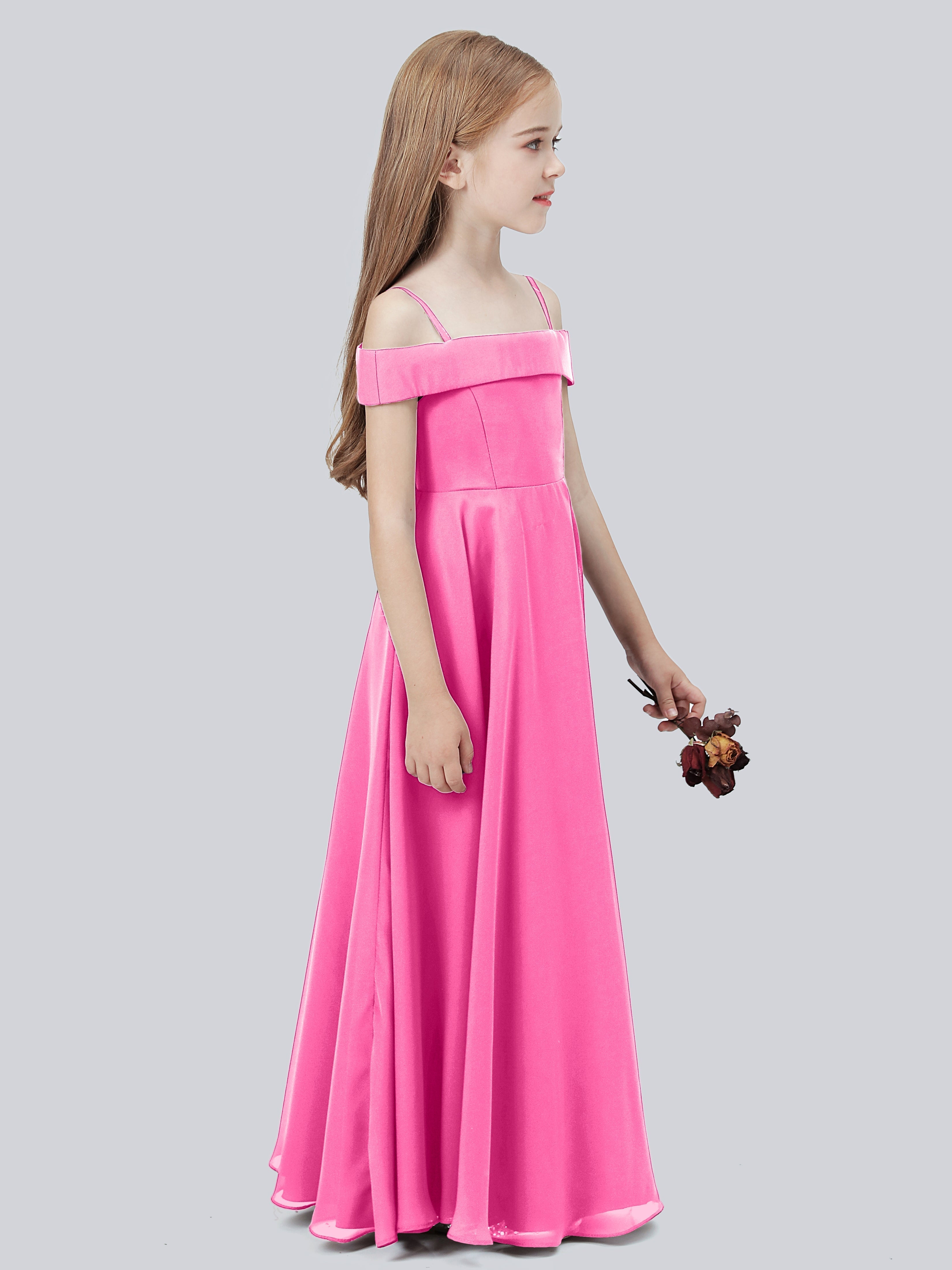 Schulterfreies Stretch-Chiffon Kleid für Junge Brautjungfern