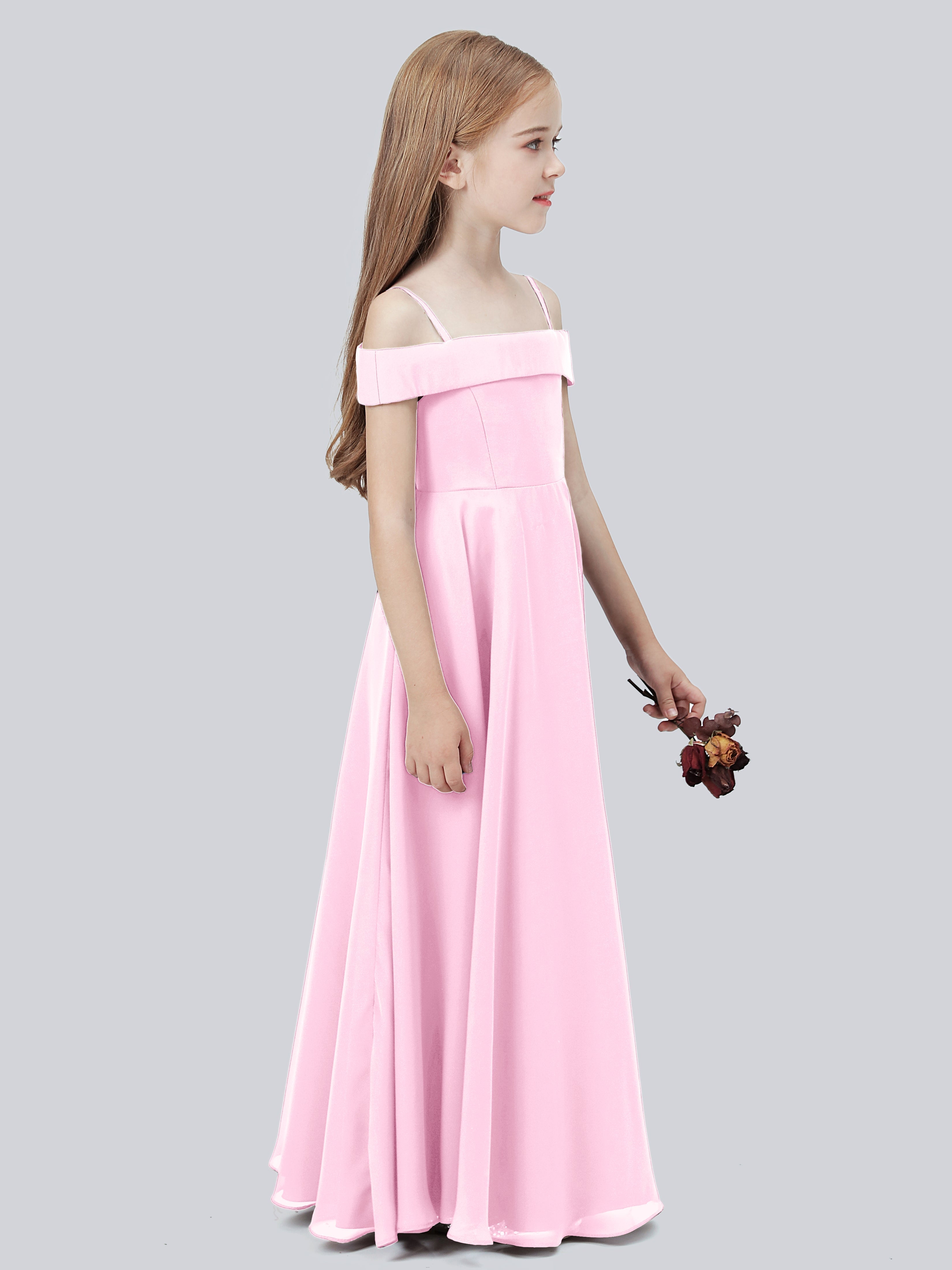 Schulterfreies Stretch-Chiffon Kleid für Junge Brautjungfern