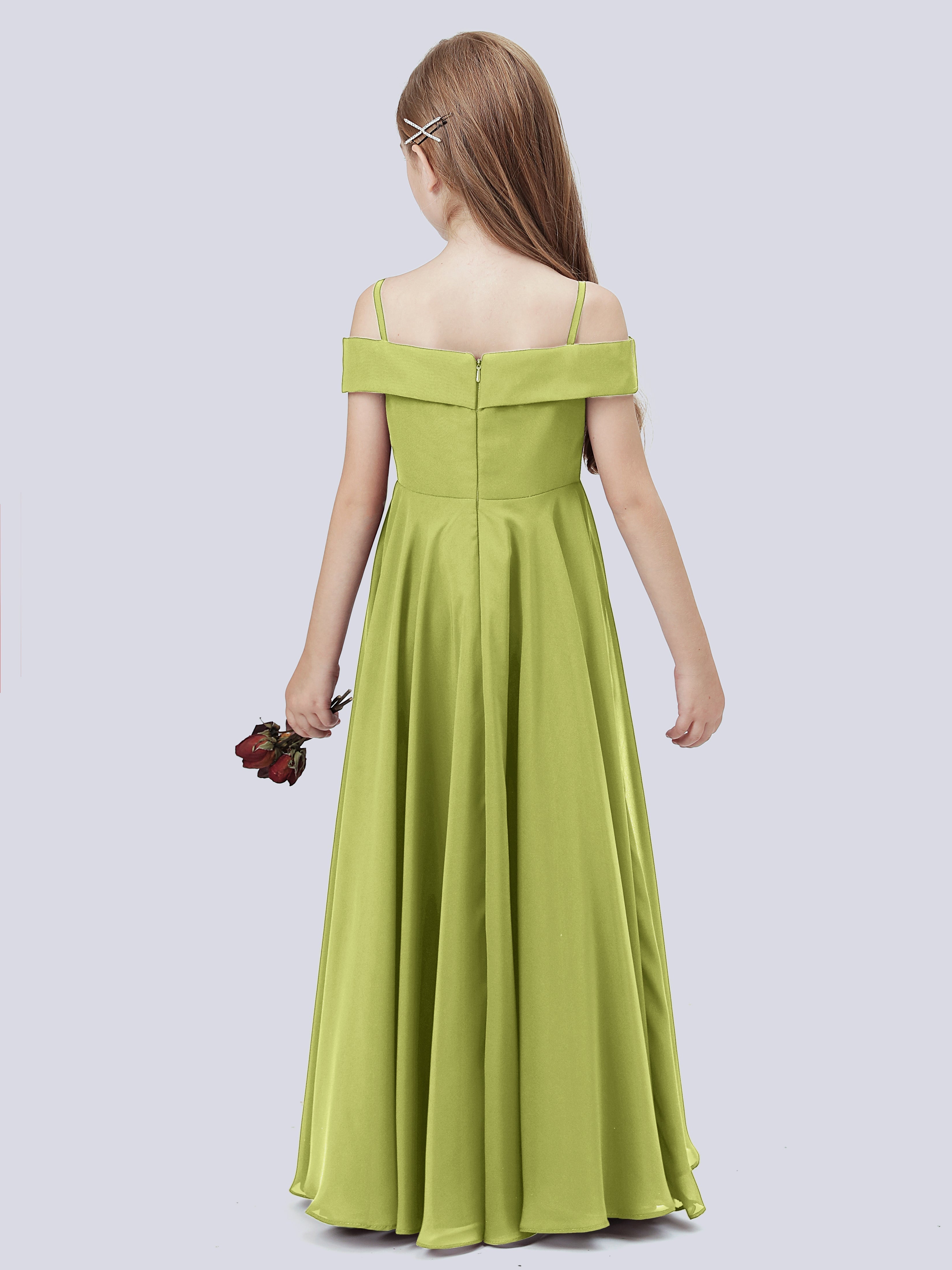 Schulterfreies Stretch-Chiffon Kleid für Junge Brautjungfern