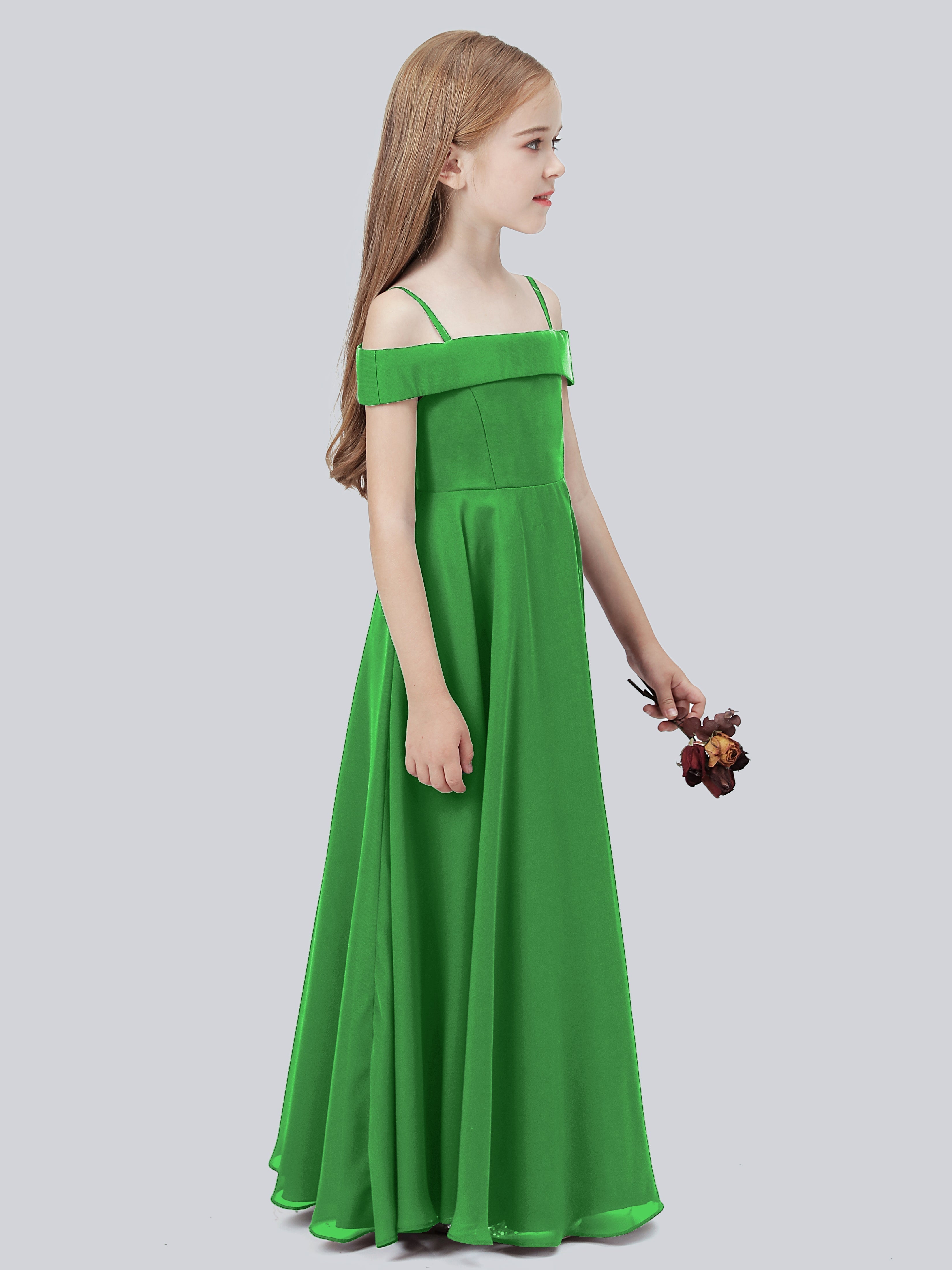 Schulterfreies Stretch-Chiffon Kleid für Junge Brautjungfern