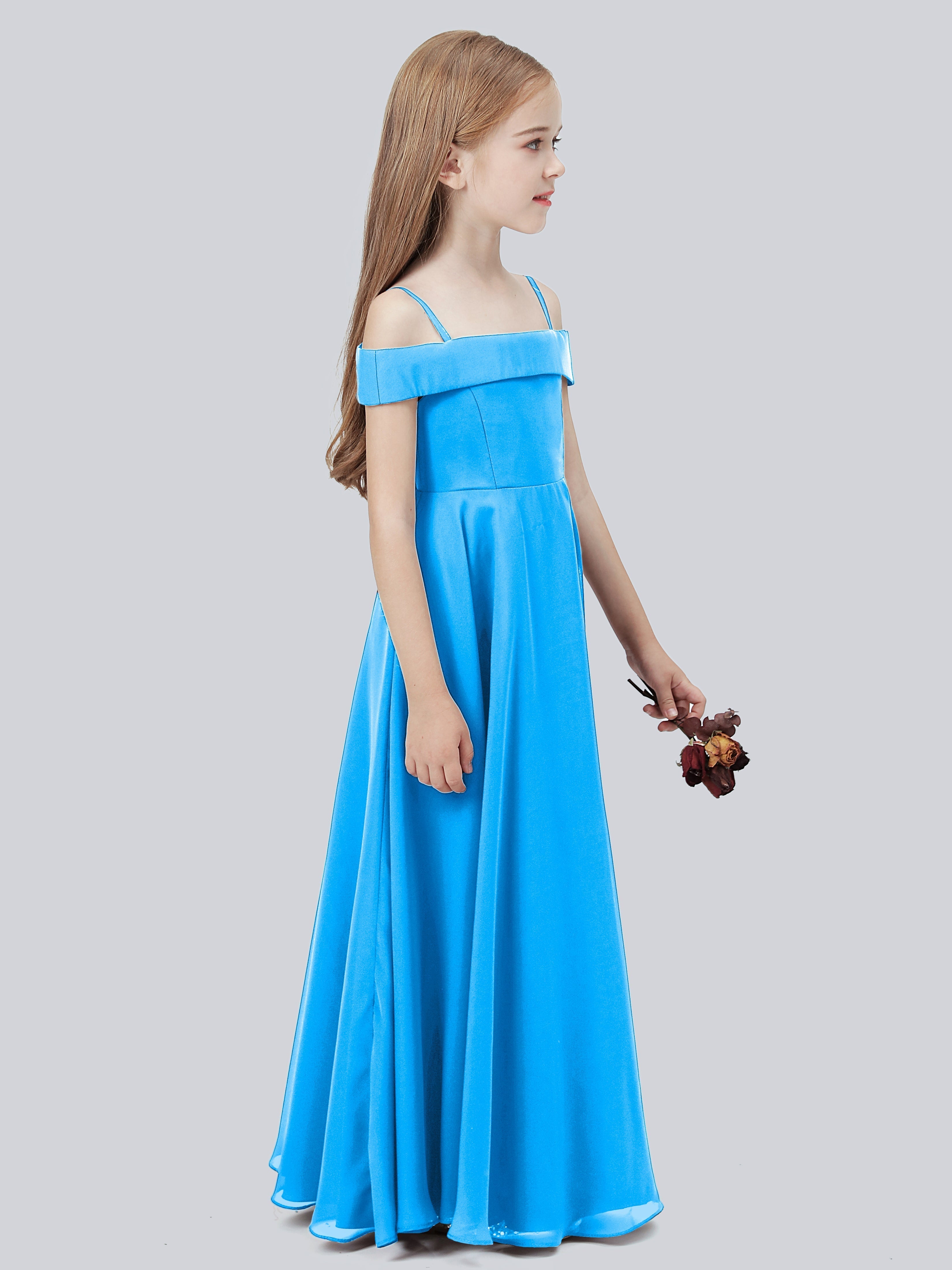 Schulterfreies Stretch-Chiffon Kleid für Junge Brautjungfern