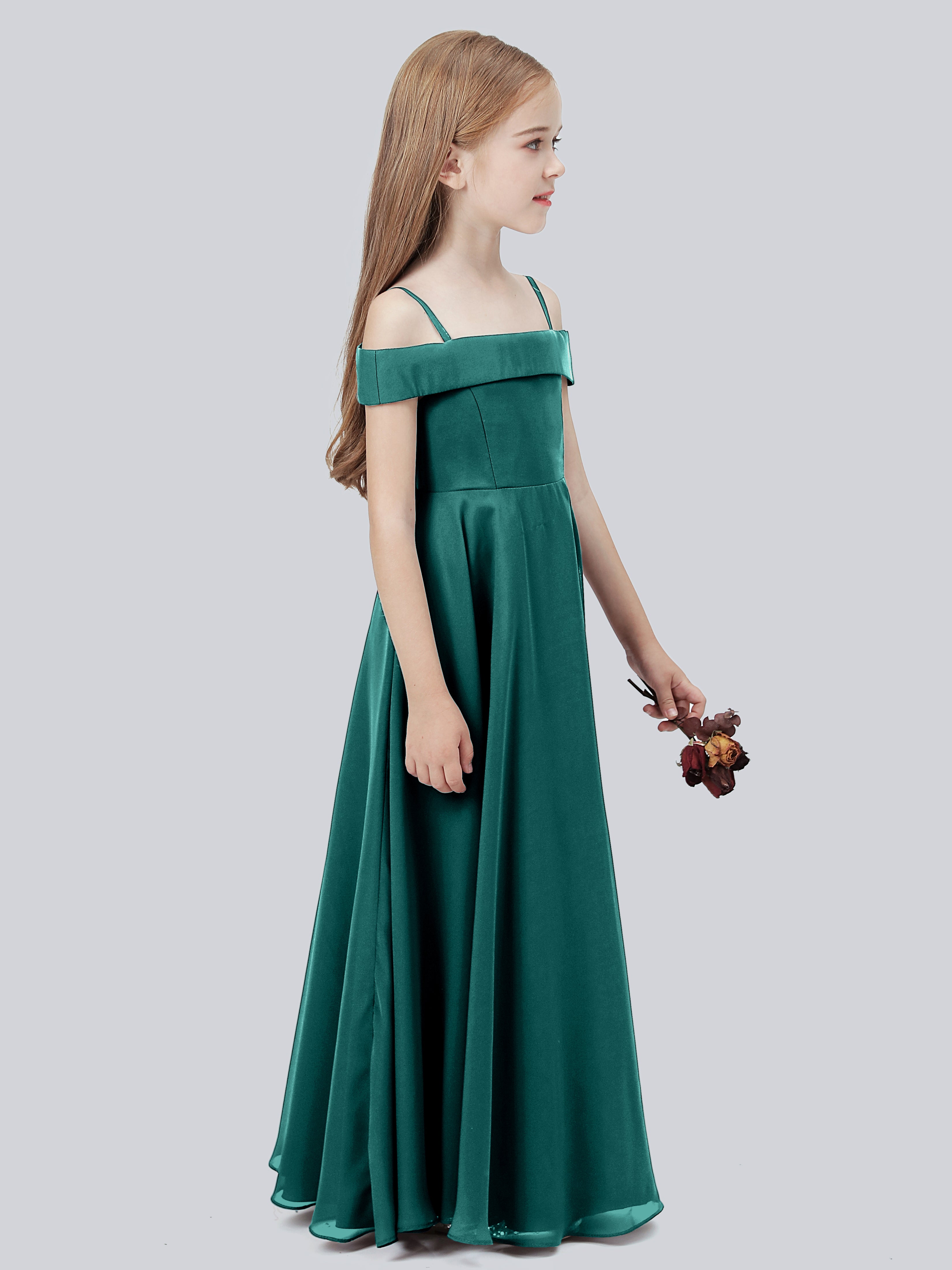 Schulterfreies Stretch-Chiffon Kleid für Junge Brautjungfern