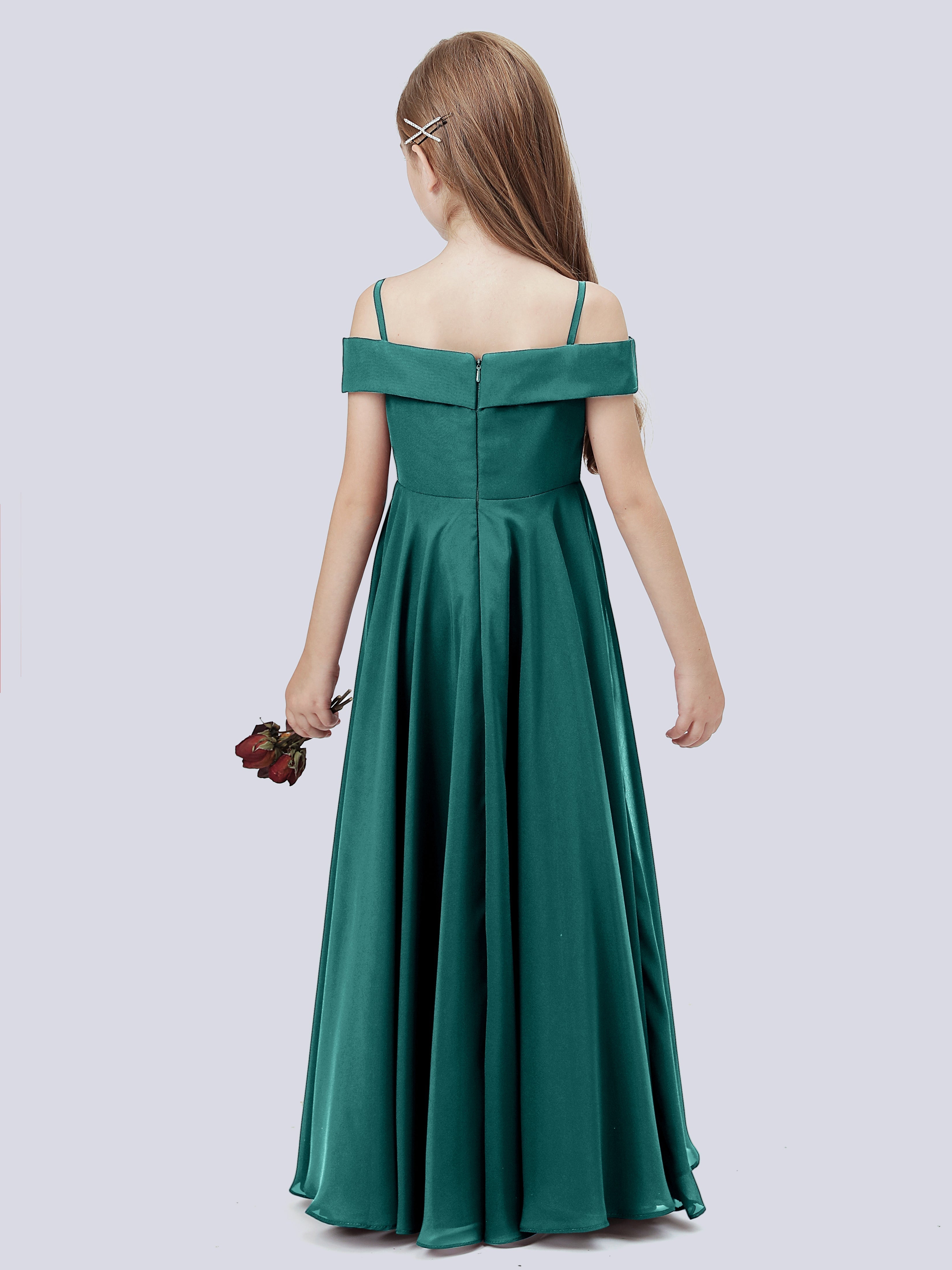 Schulterfreies Stretch-Chiffon Kleid für Junge Brautjungfern