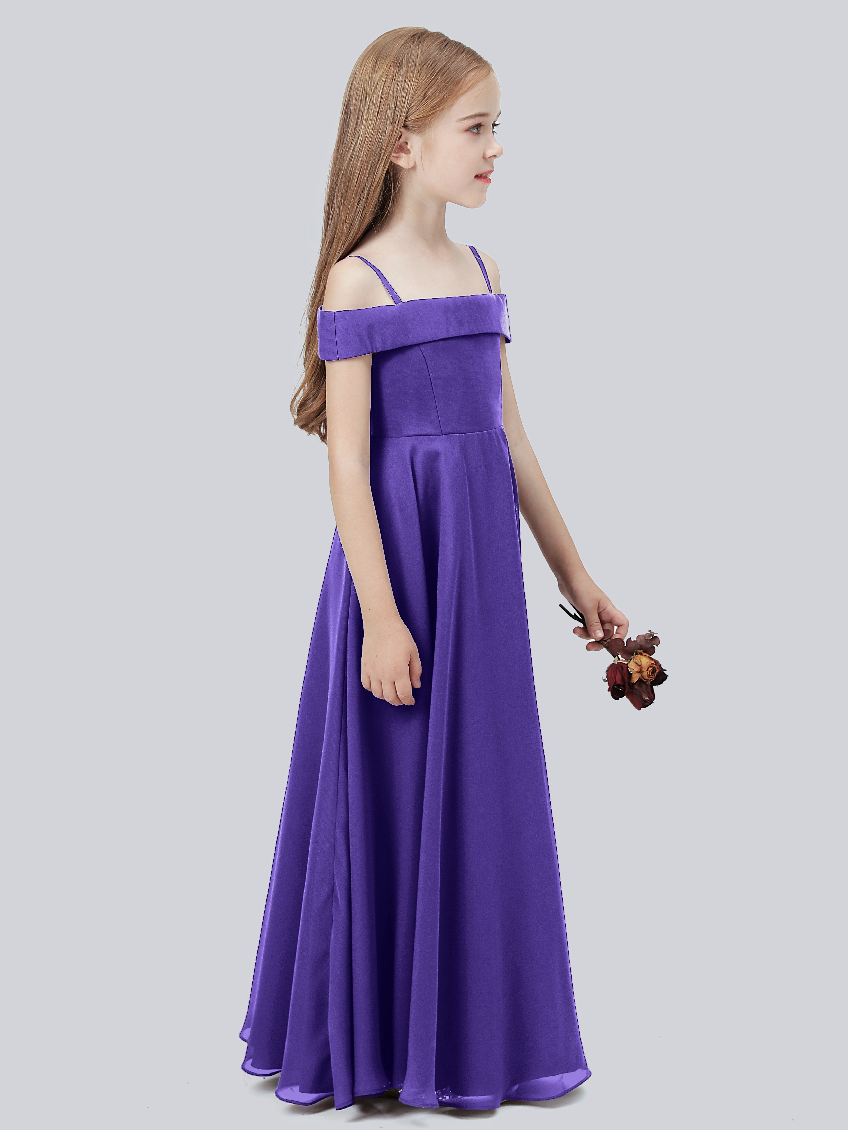 Schulterfreies Stretch-Chiffon Kleid für Junge Brautjungfern