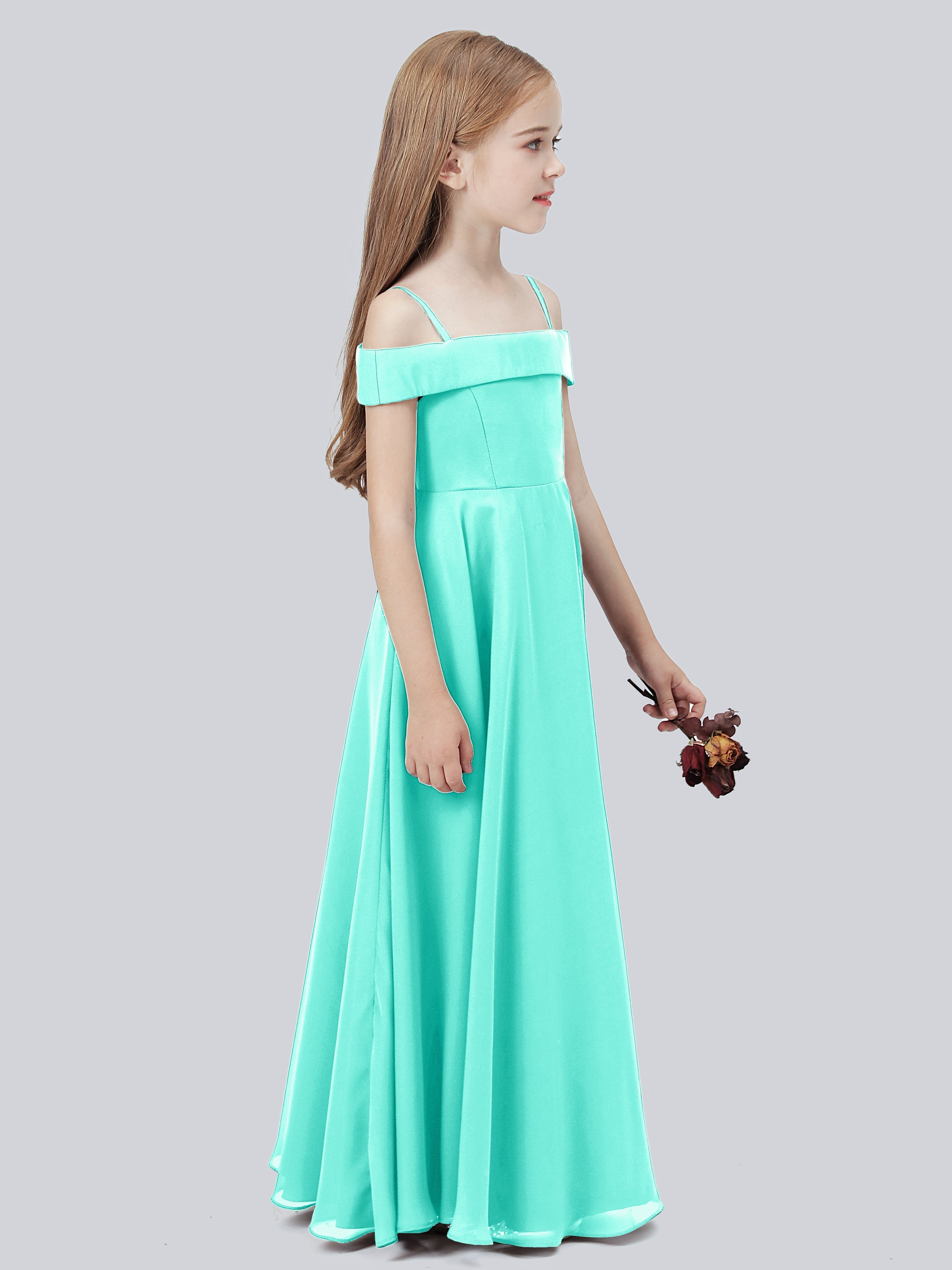 Schulterfreies Stretch-Chiffon Kleid für Junge Brautjungfern