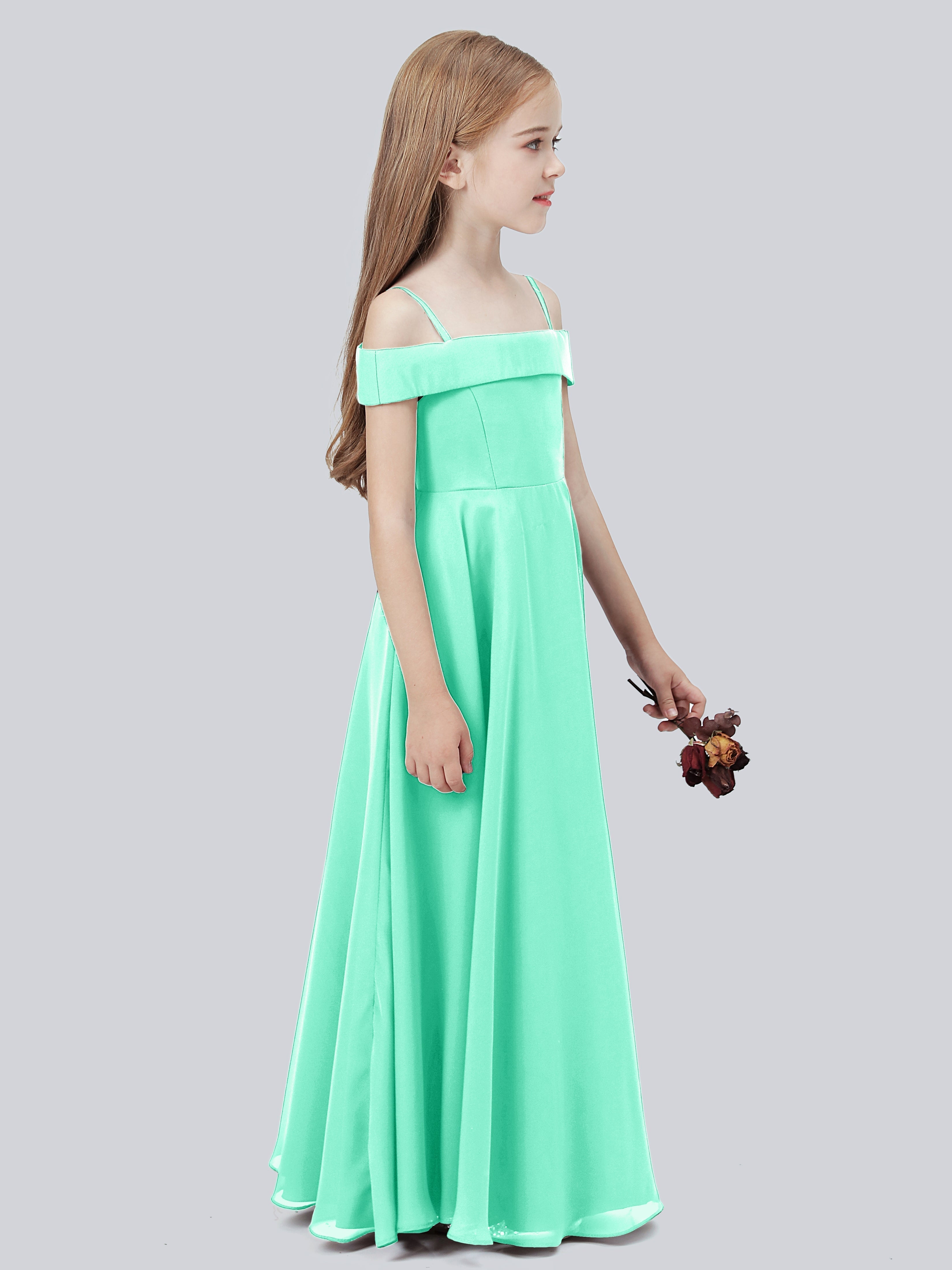 Schulterfreies Stretch-Chiffon Kleid für Junge Brautjungfern