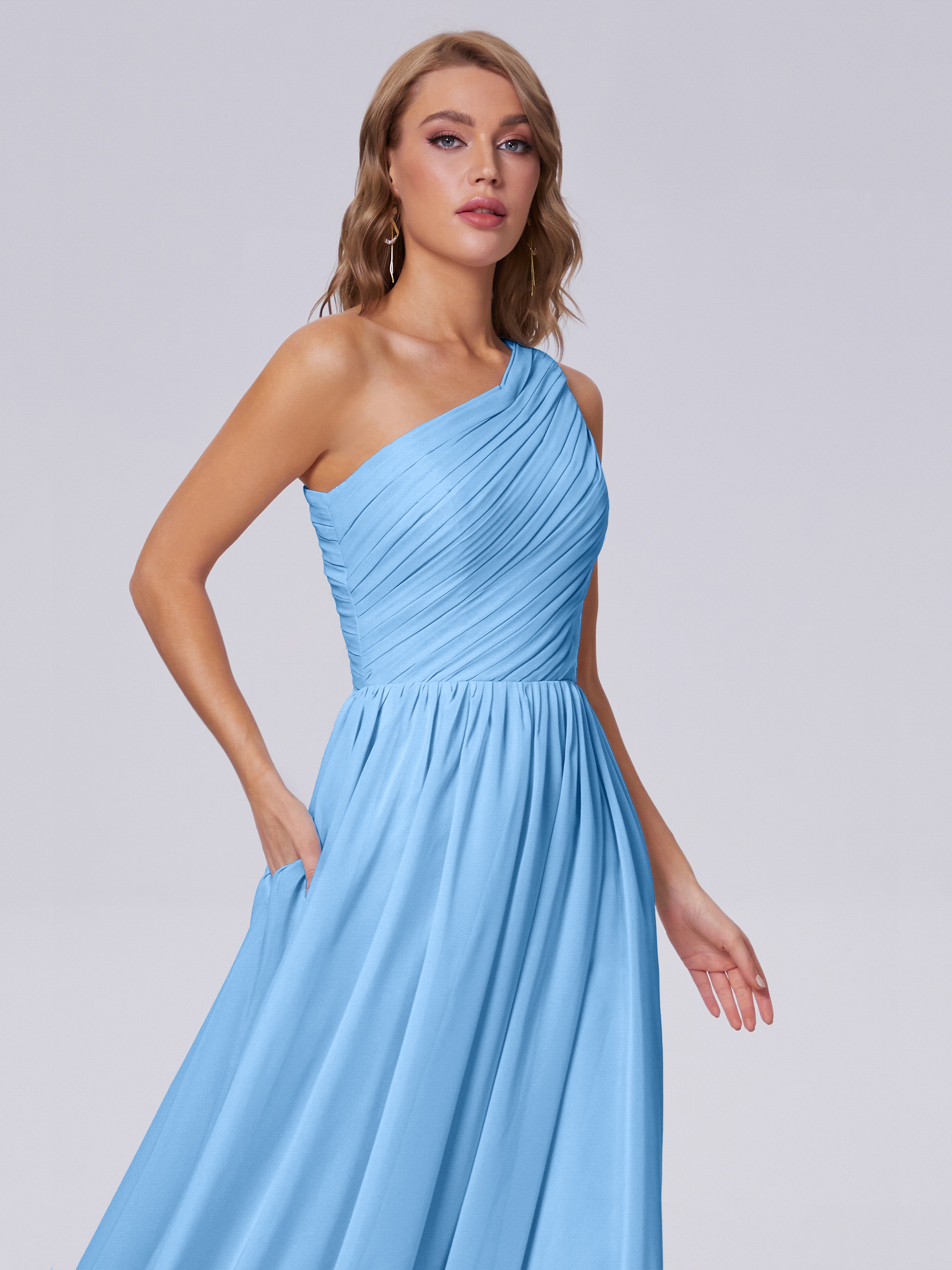 Paige One-Shoulder-Chiffon-Brautjungfernkleider