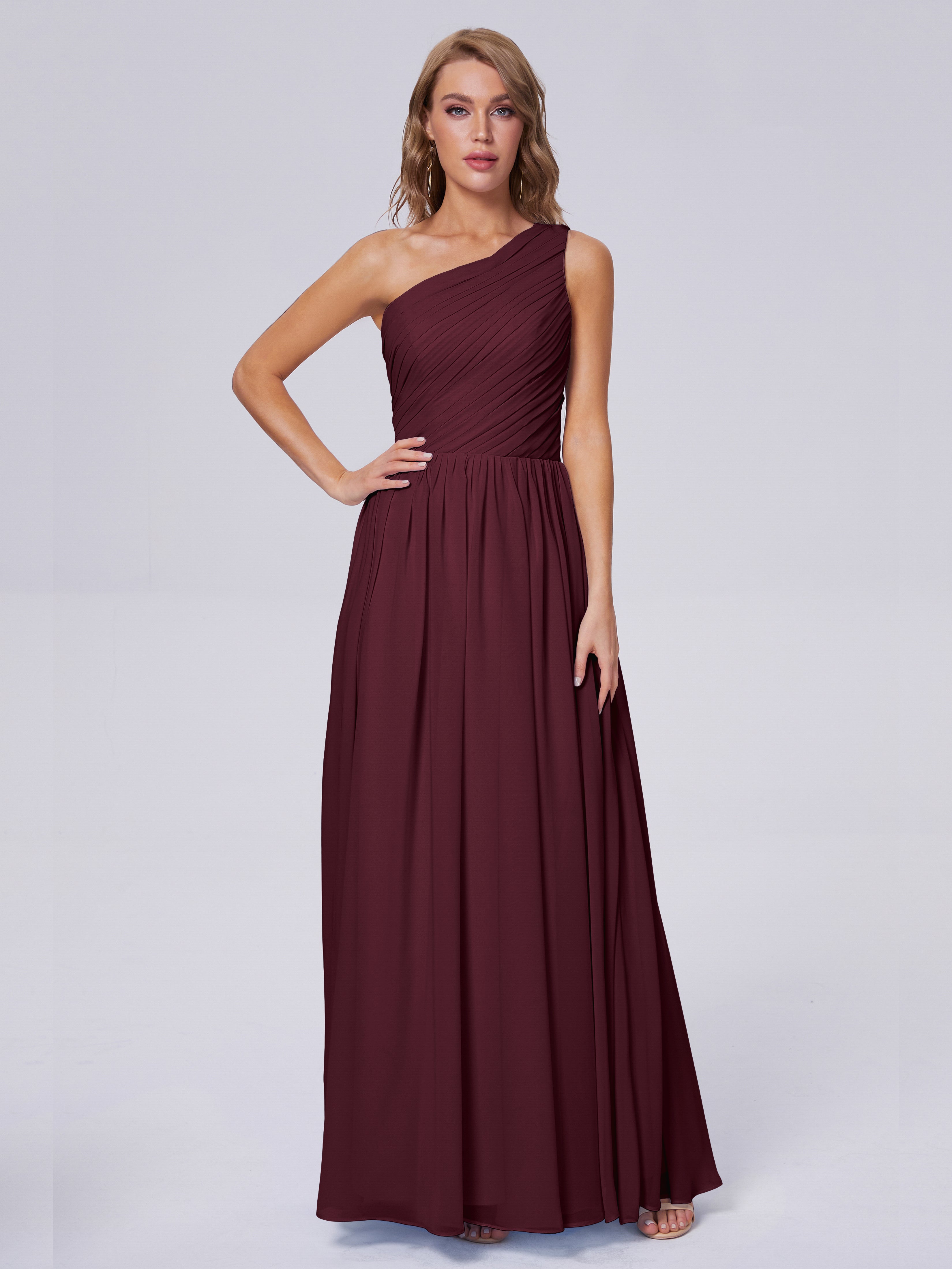 Paige One-Shoulder-Chiffon-Brautjungfernkleider