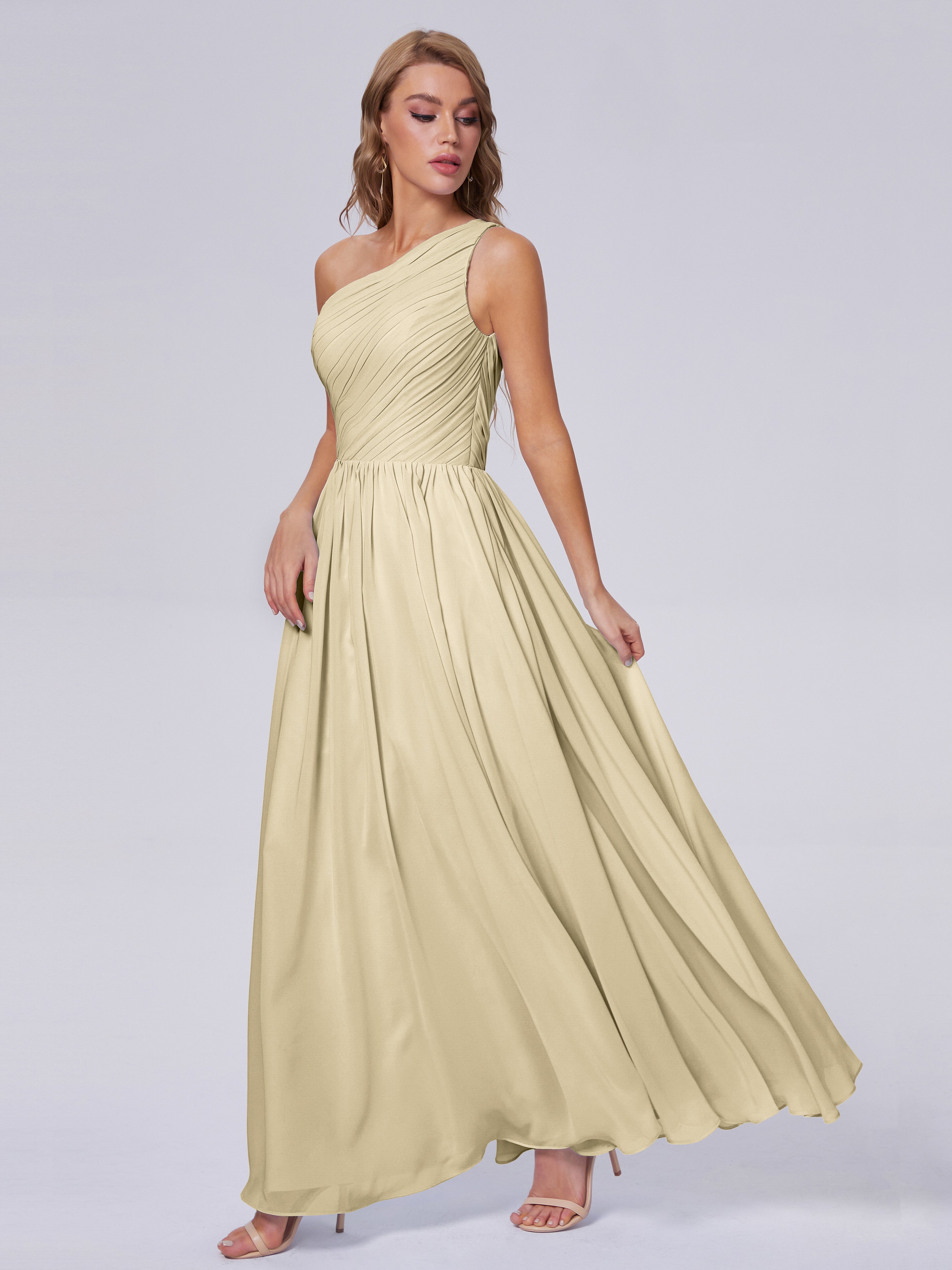 Paige One-Shoulder-Chiffon-Brautjungfernkleider