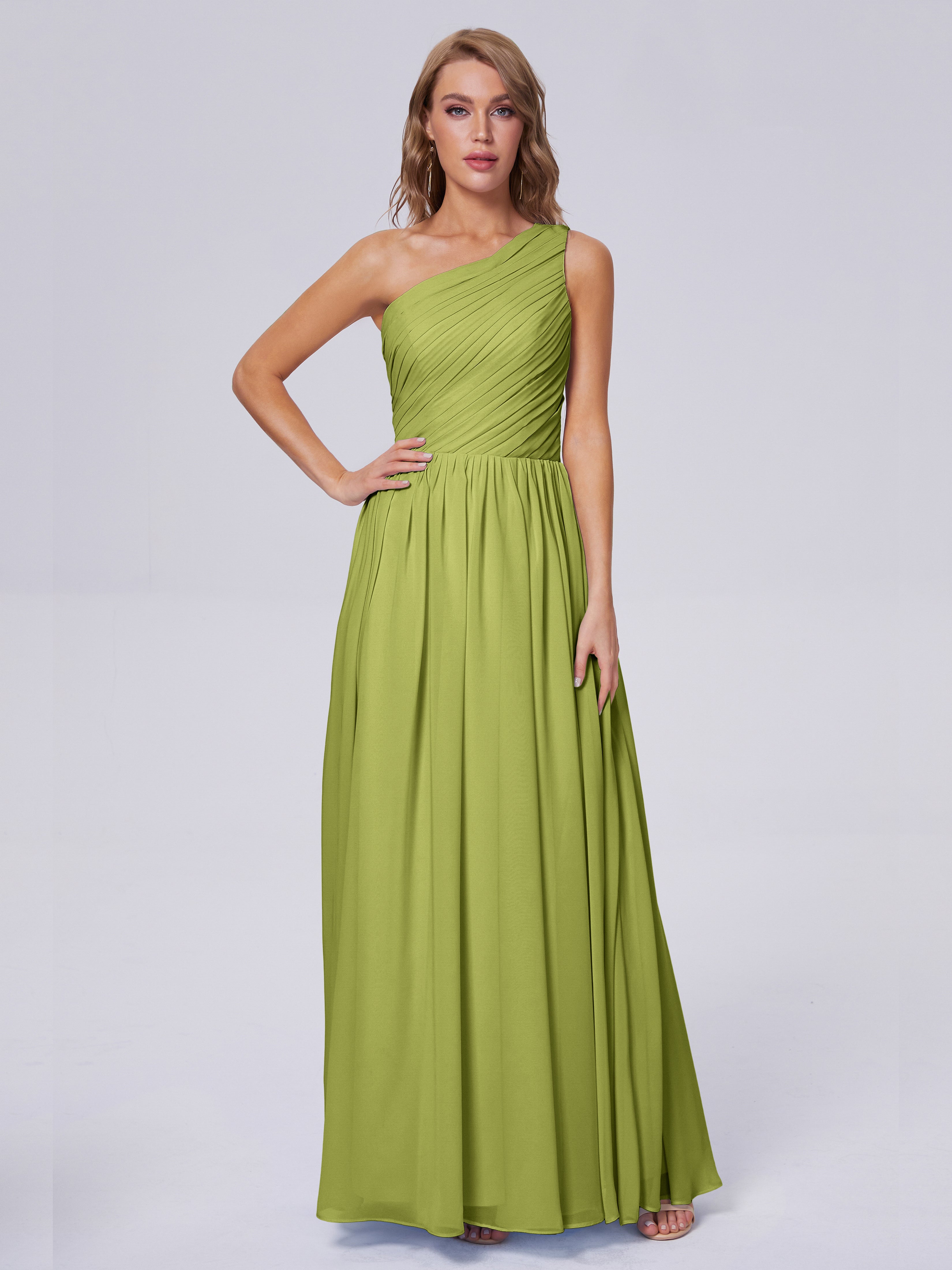 Paige One-Shoulder-Chiffon-Brautjungfernkleider