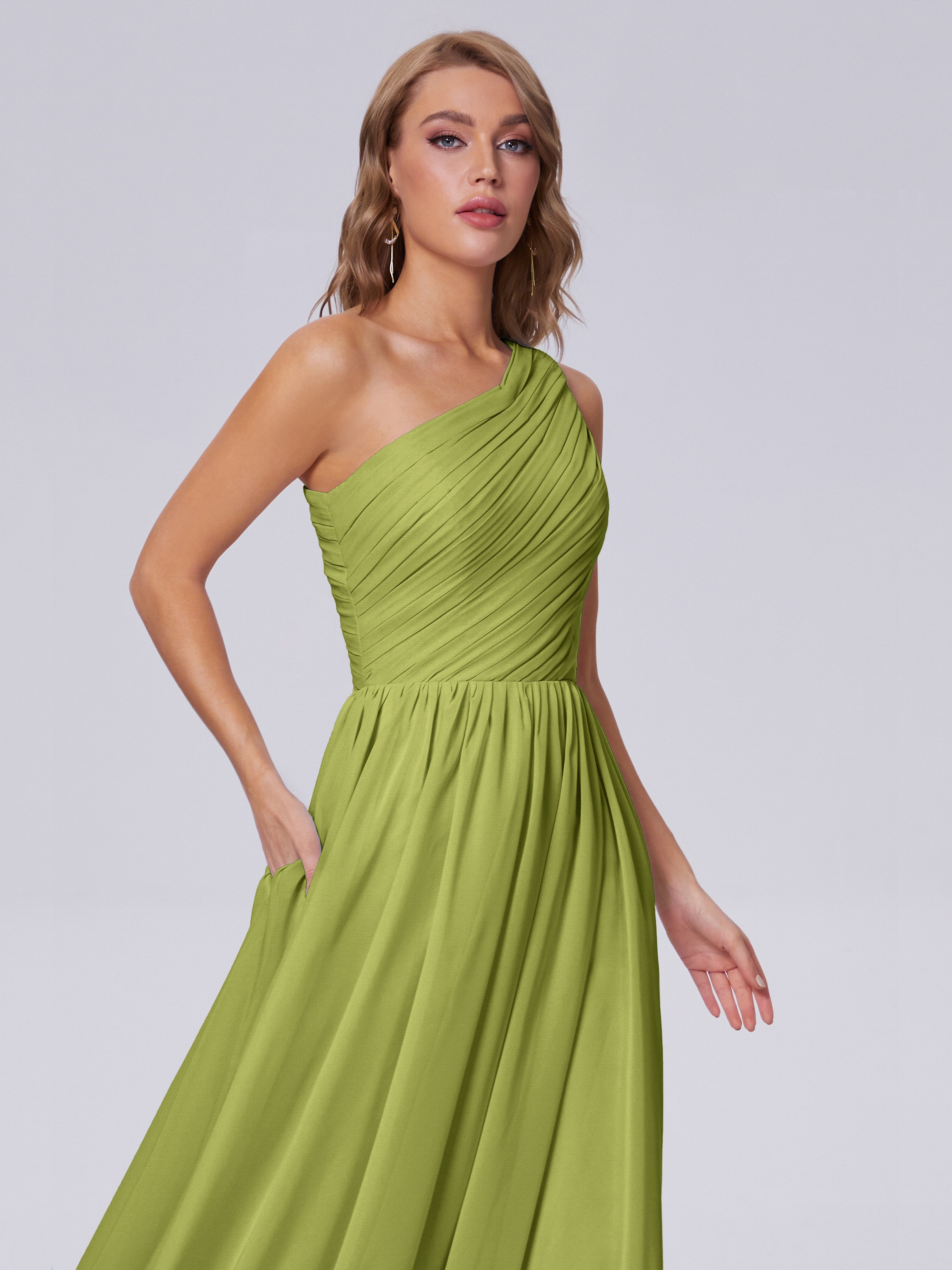 Paige One-Shoulder-Chiffon-Brautjungfernkleider