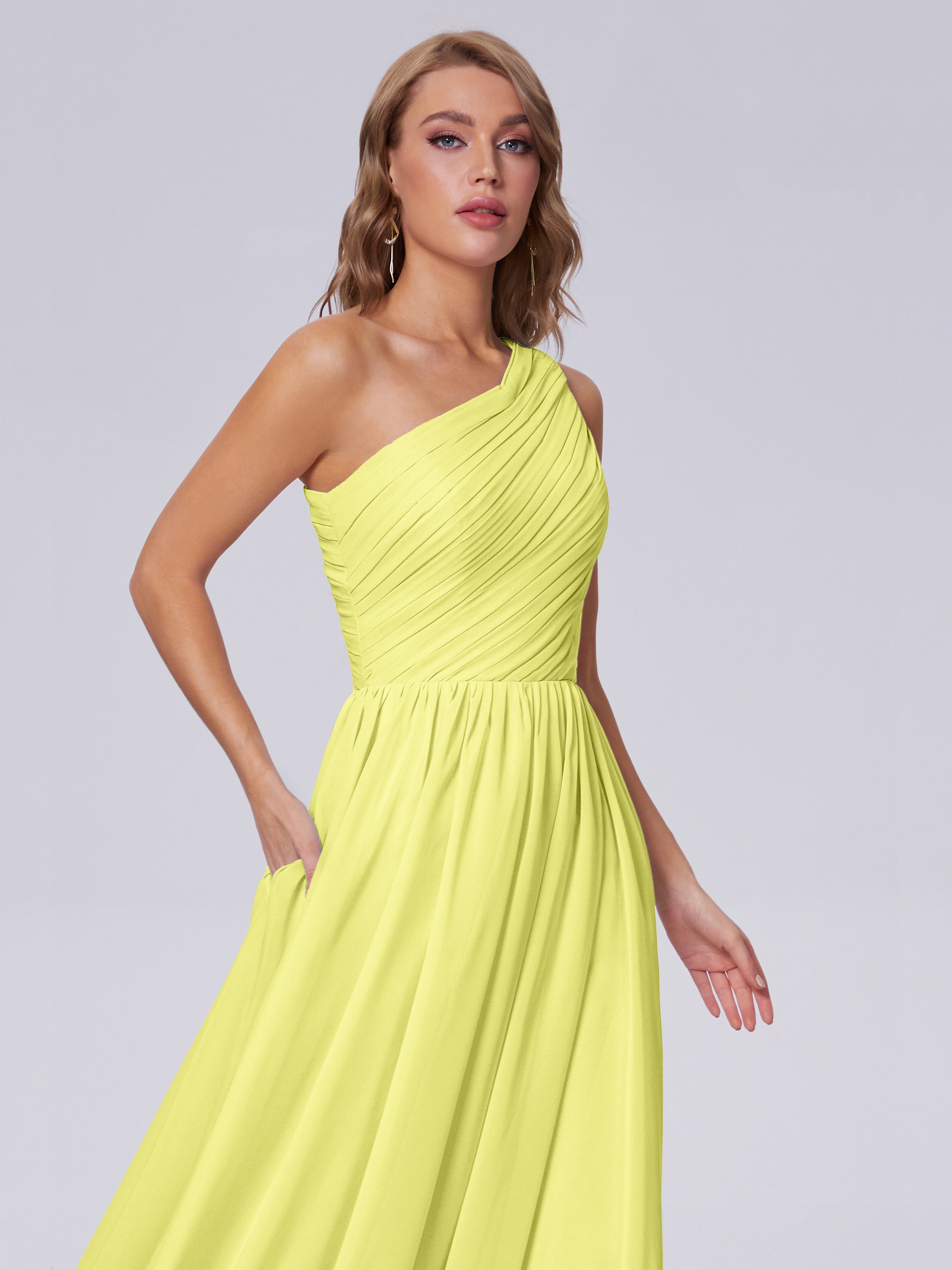 Paige One-Shoulder-Chiffon-Brautjungfernkleider