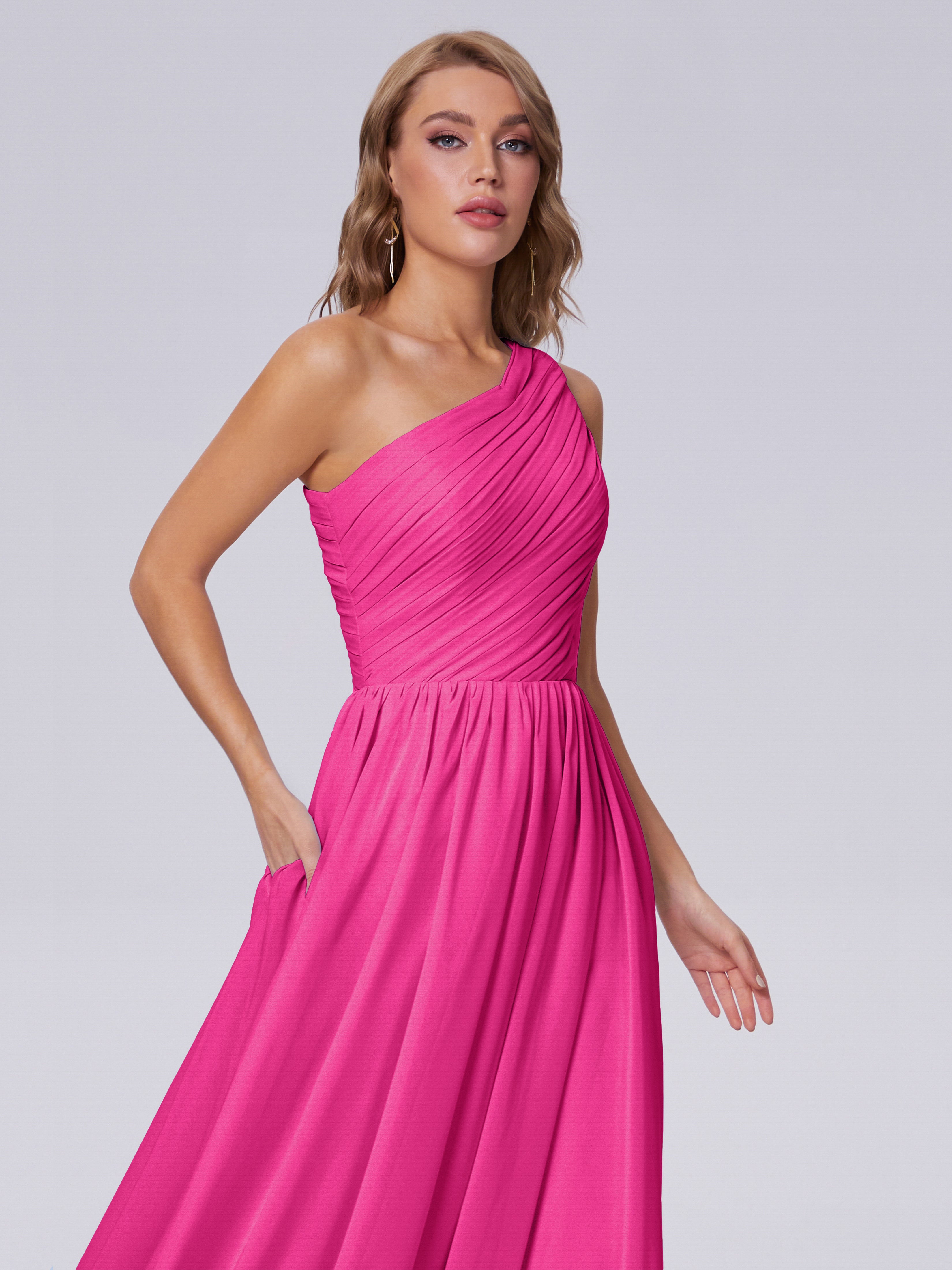 Paige One-Shoulder-Chiffon-Brautjungfernkleider