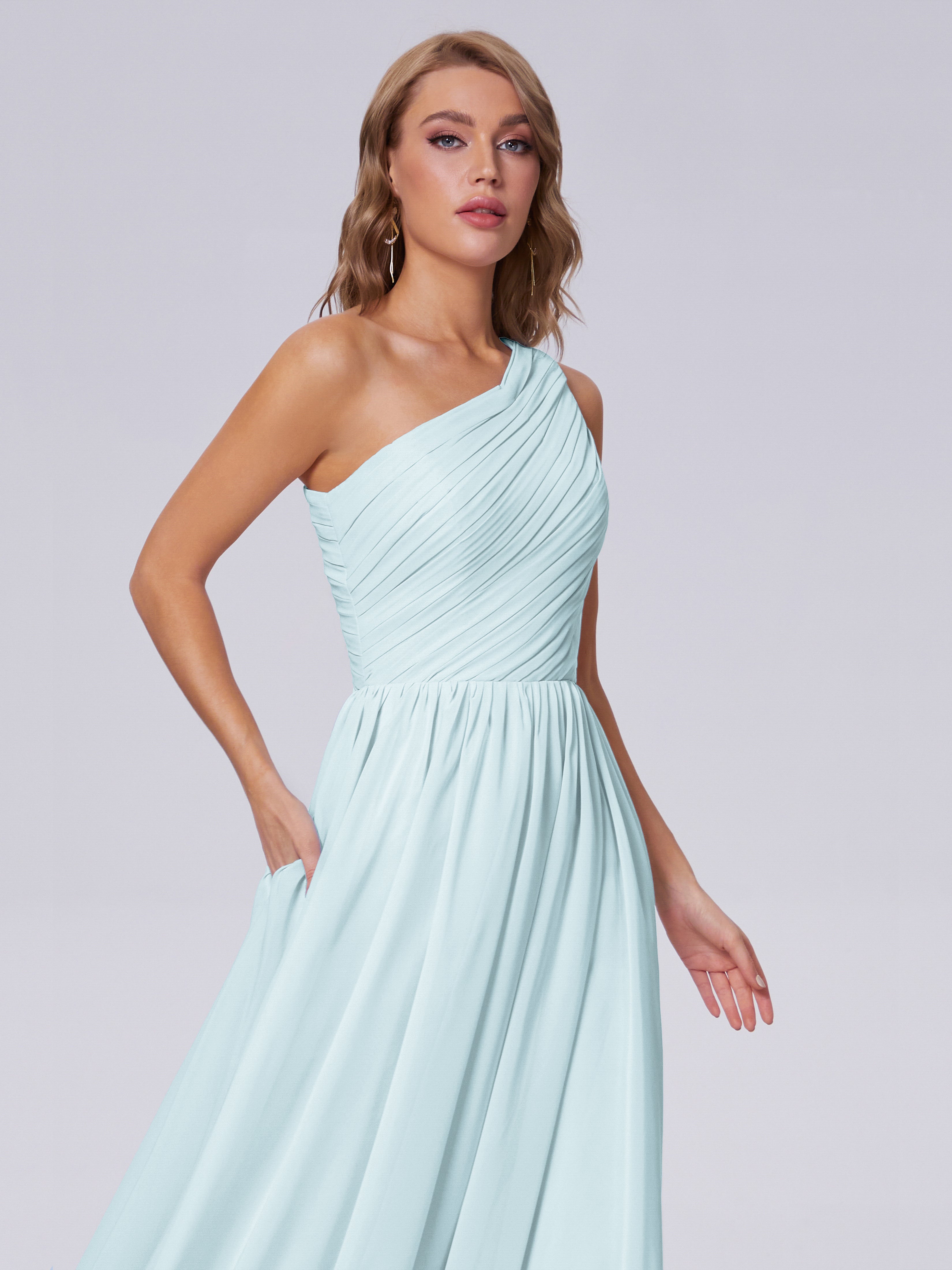 Paige One-Shoulder-Chiffon-Brautjungfernkleider