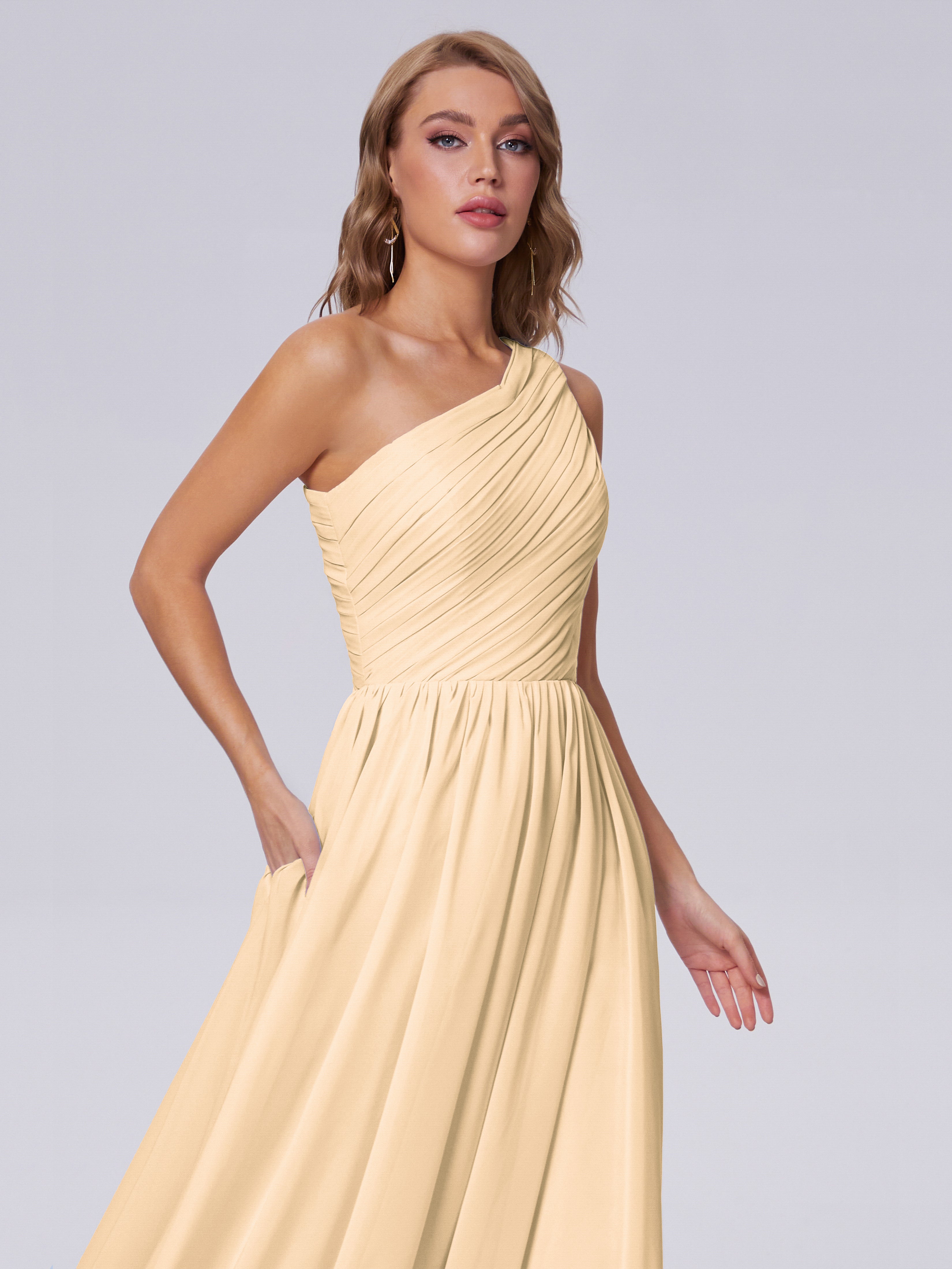 Paige One-Shoulder-Chiffon-Brautjungfernkleider