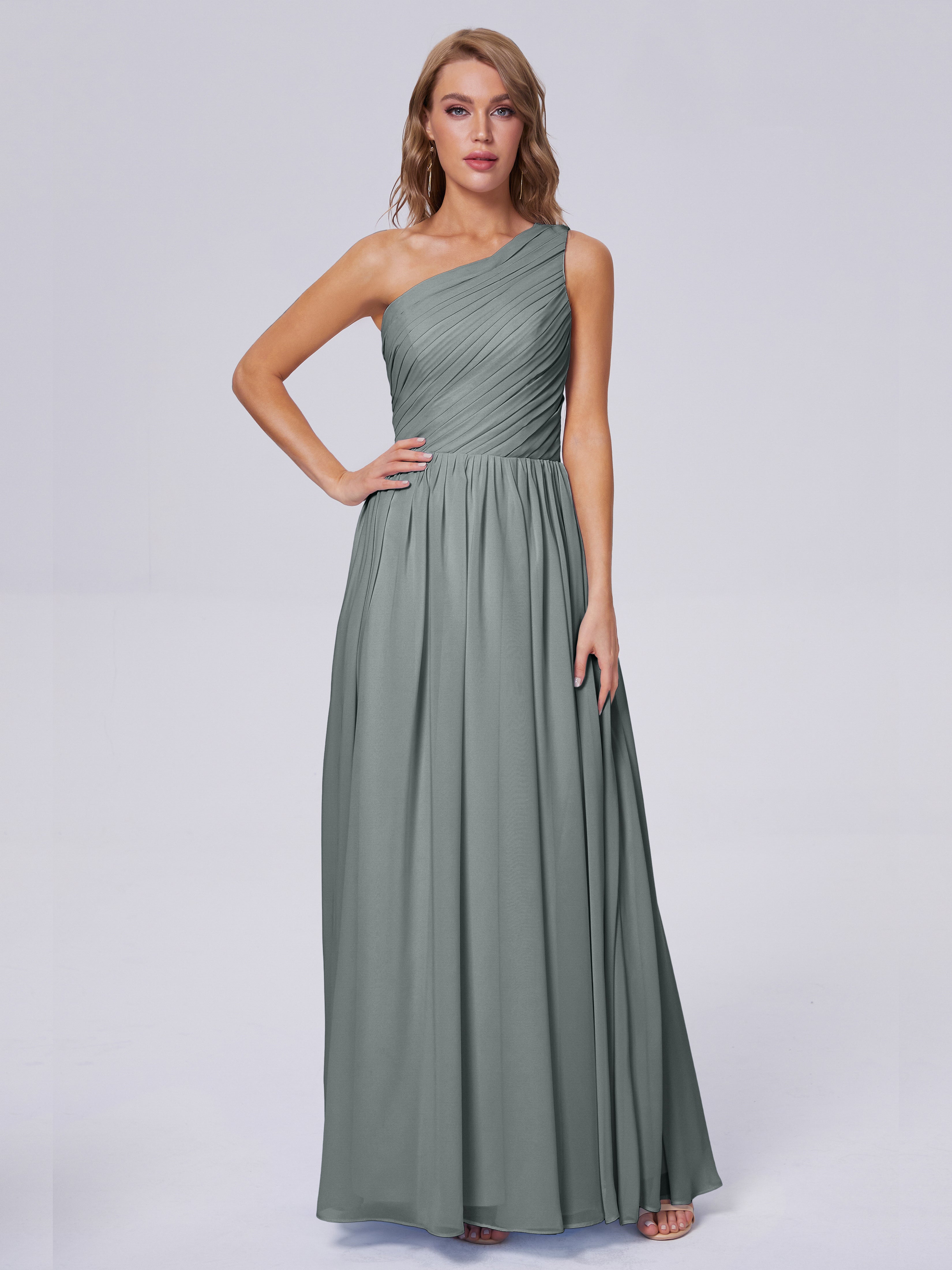 Paige One-Shoulder-Chiffon-Brautjungfernkleider