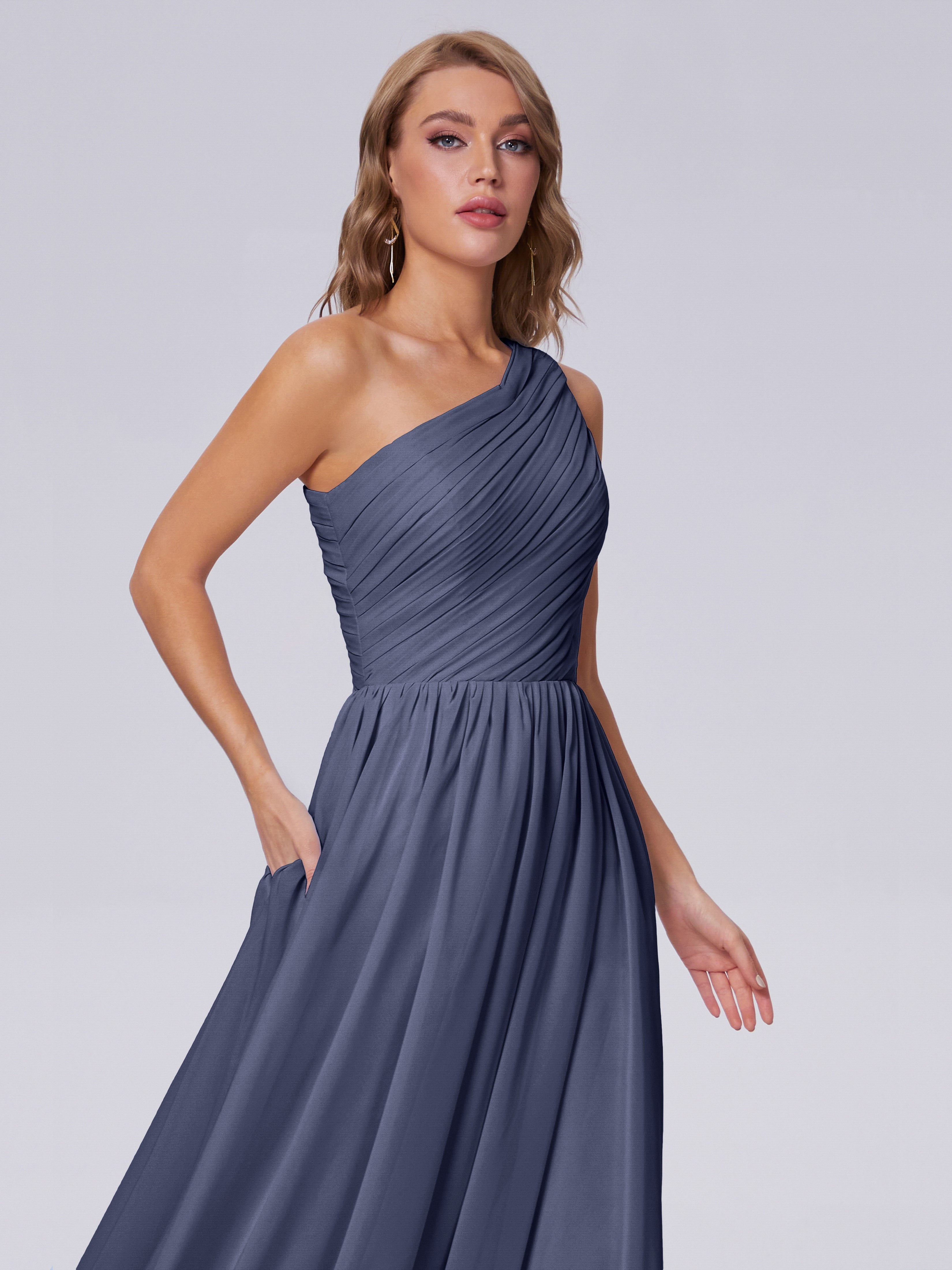 Paige One-Shoulder-Chiffon-Brautjungfernkleider