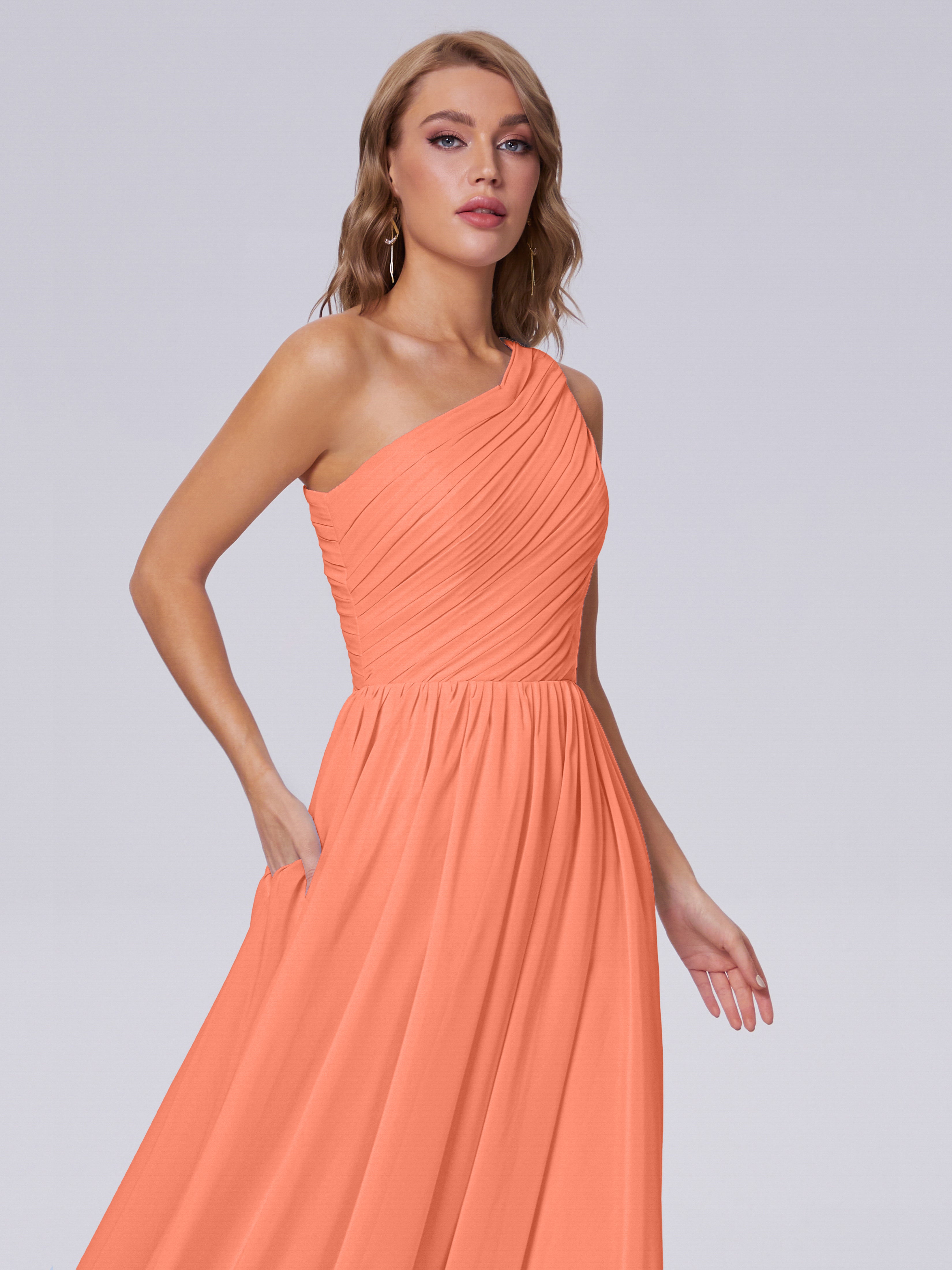 Paige One-Shoulder-Chiffon-Brautjungfernkleider