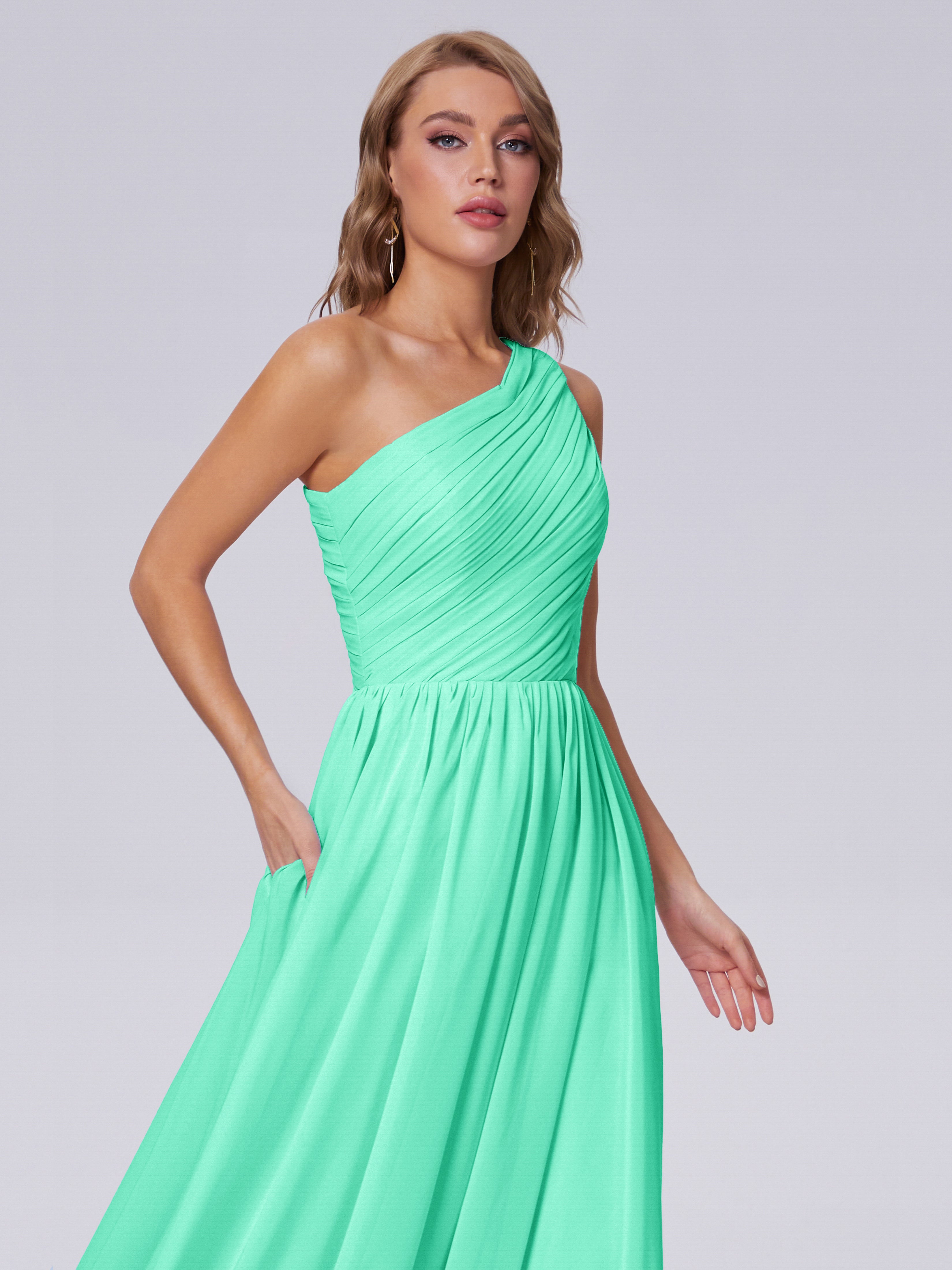 Paige One-Shoulder-Chiffon-Brautjungfernkleider