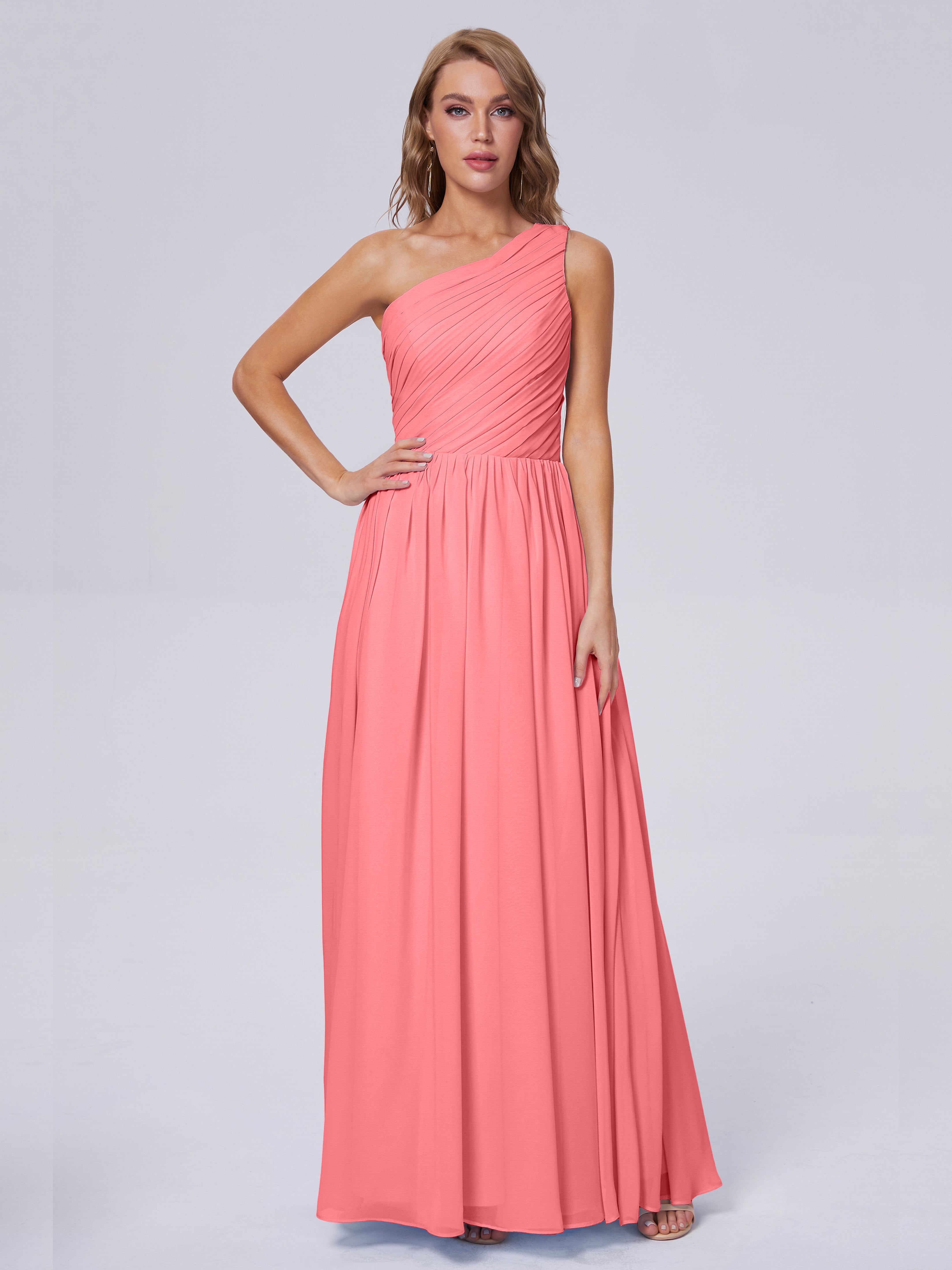 Paige One-Shoulder-Chiffon-Brautjungfernkleider