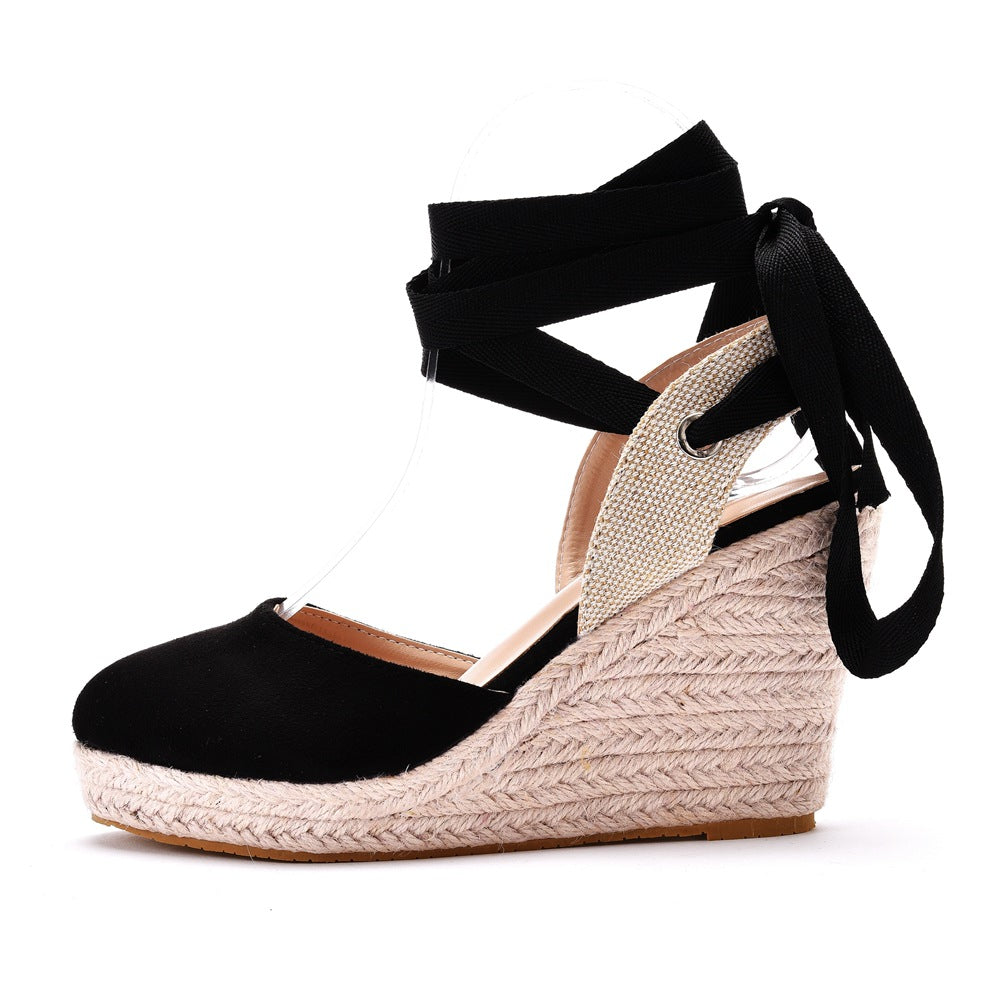 Bohemian Runde Zehen Plattform Espadrille Keilabsatz