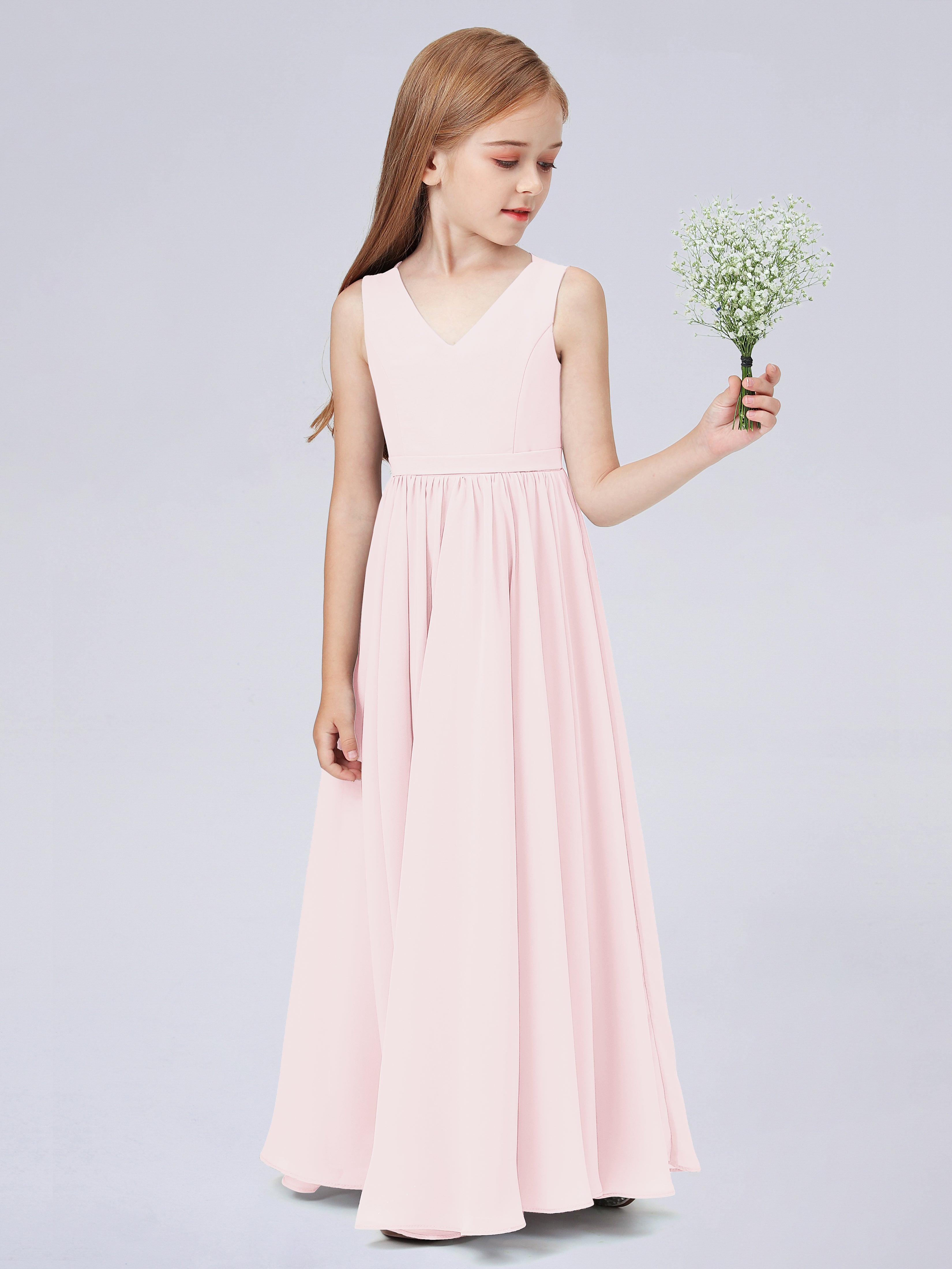 Ärmelloses Chiffon Kleid für Junge Brautjungfern