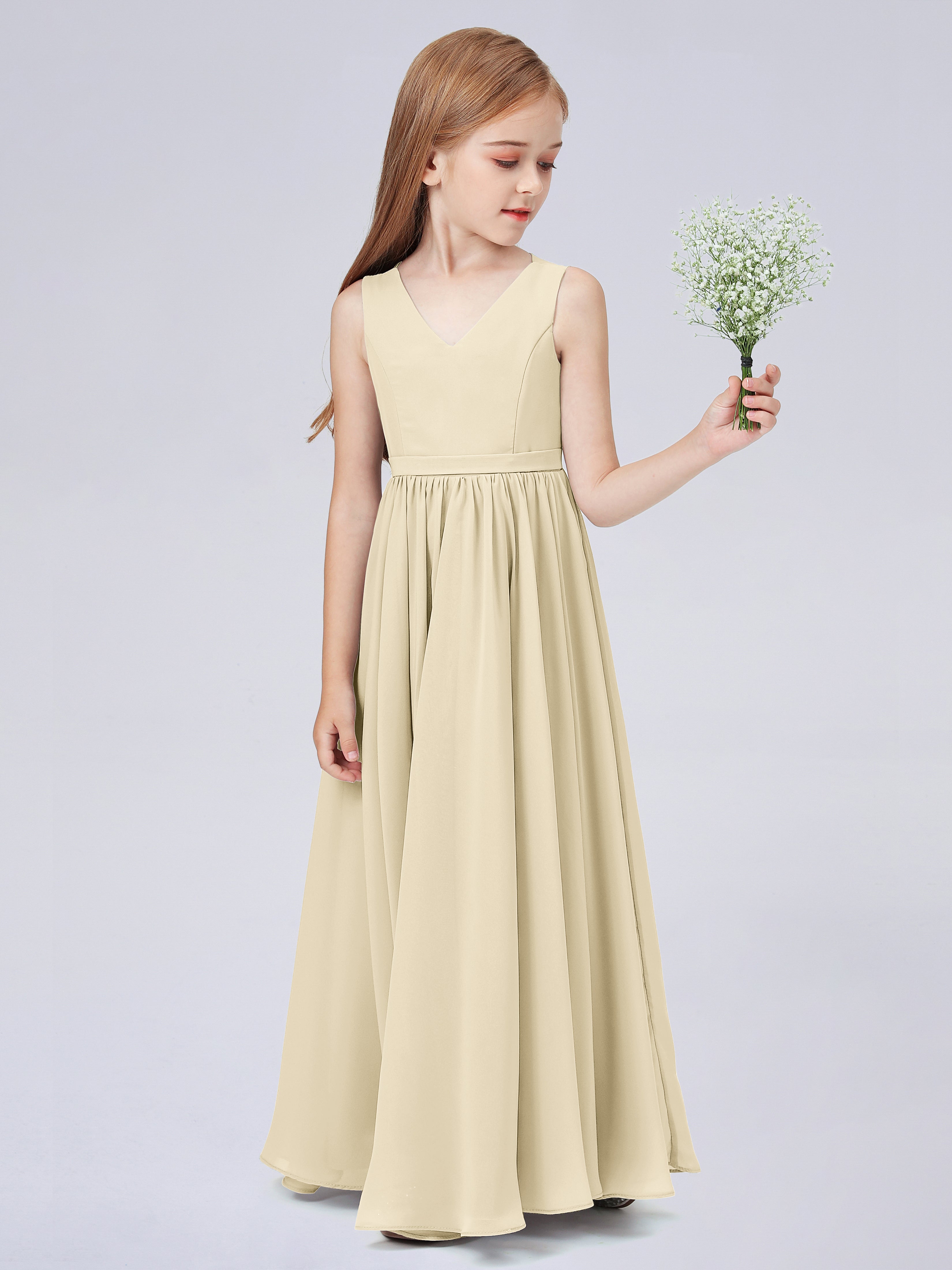 Ärmelloses Chiffon Kleid für Junge Brautjungfern