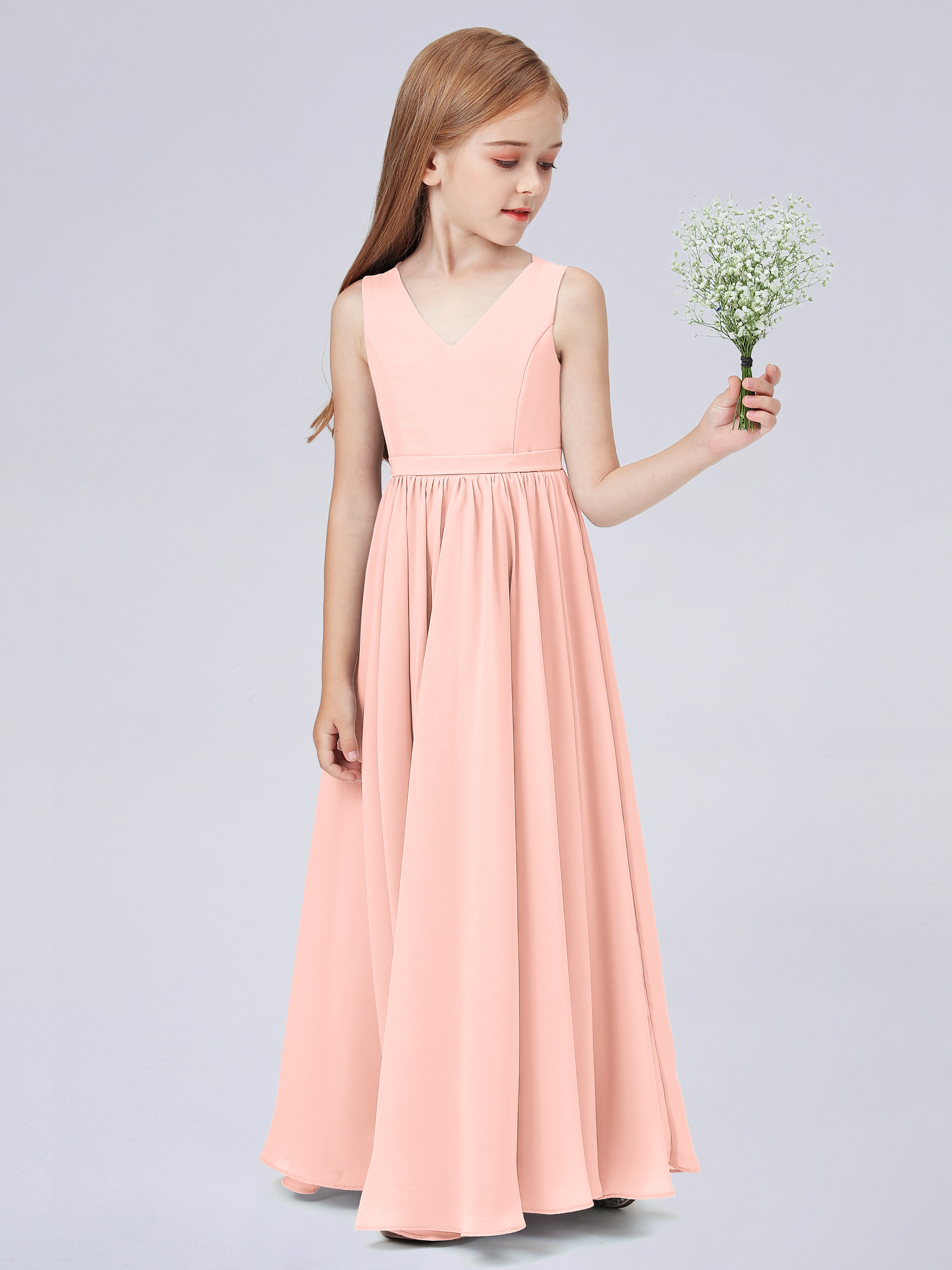 Ärmelloses Chiffon Kleid für Junge Brautjungfern