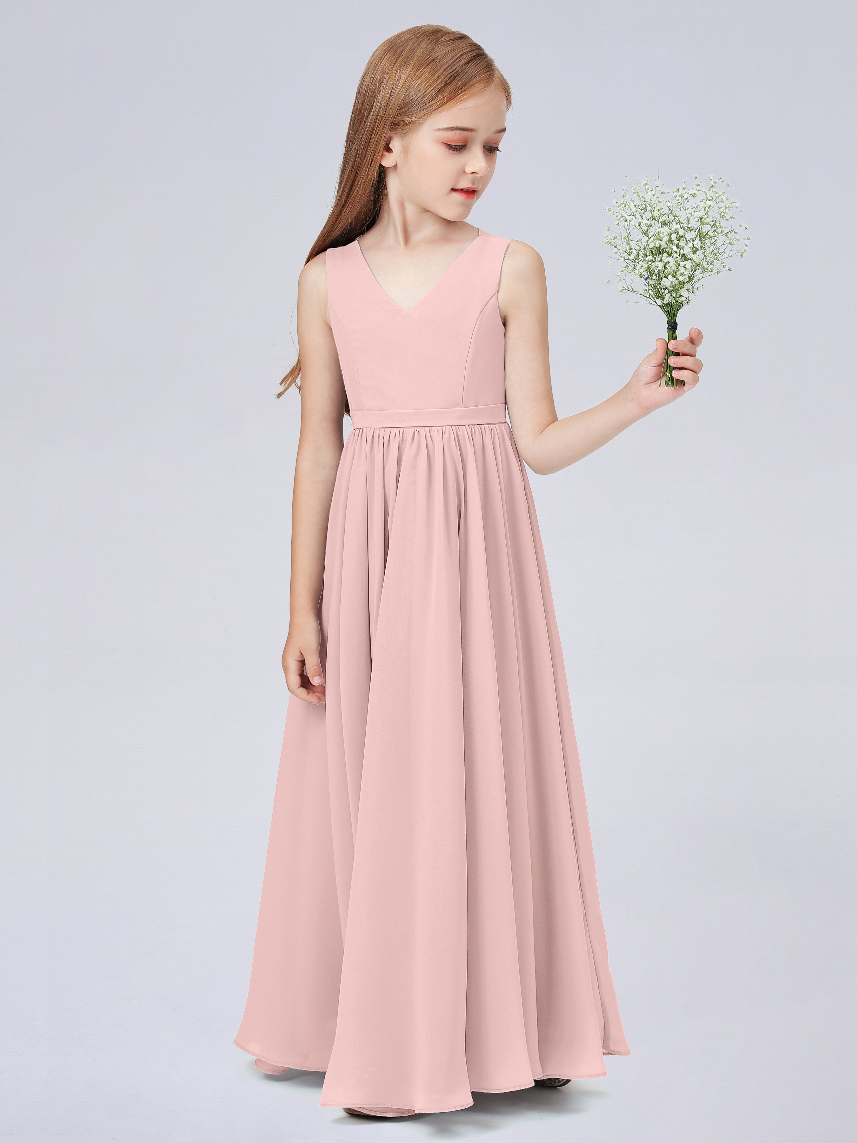 Ärmelloses Chiffon Kleid für Junge Brautjungfern