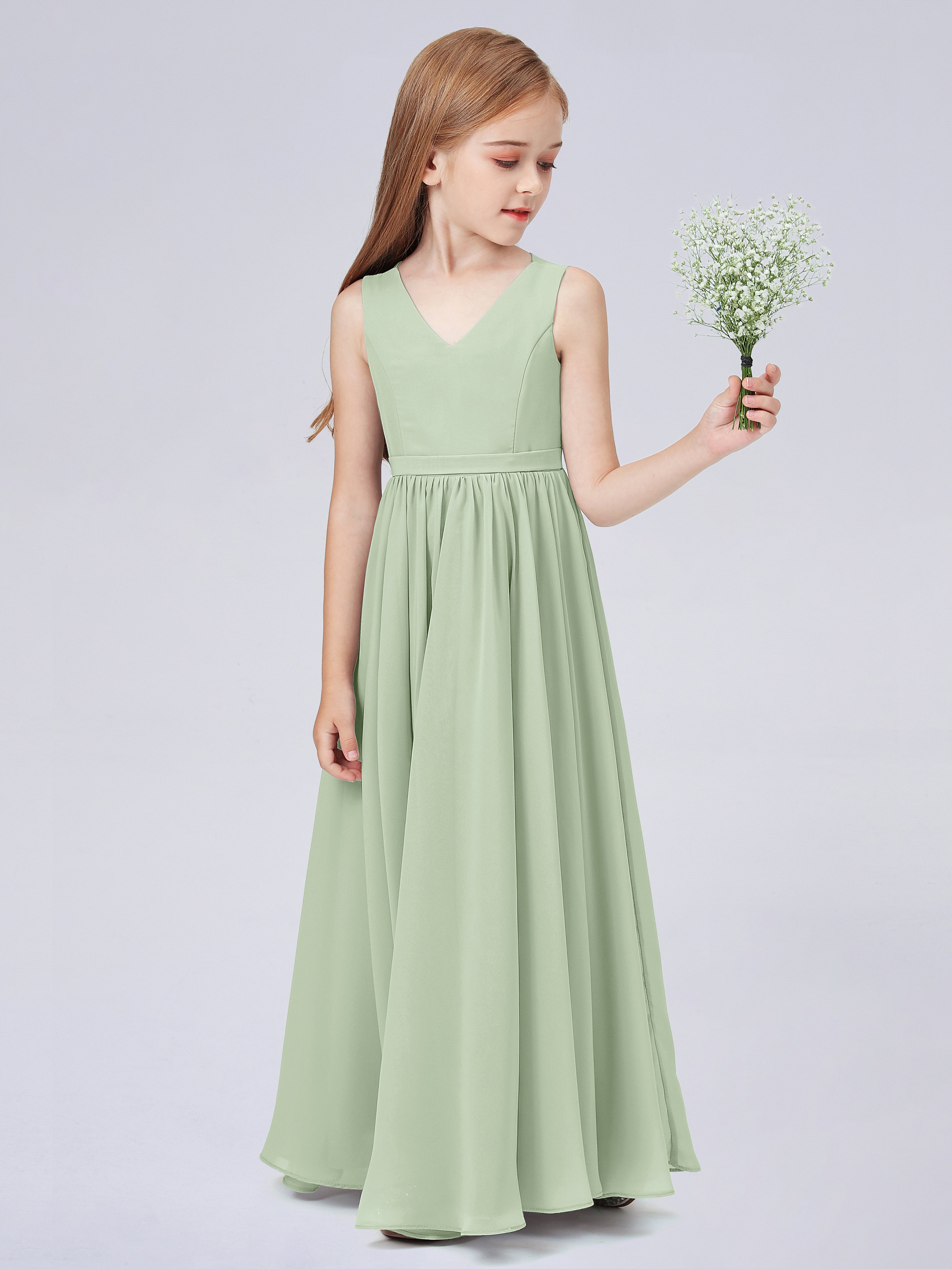 Ärmelloses Chiffon Kleid für Junge Brautjungfern