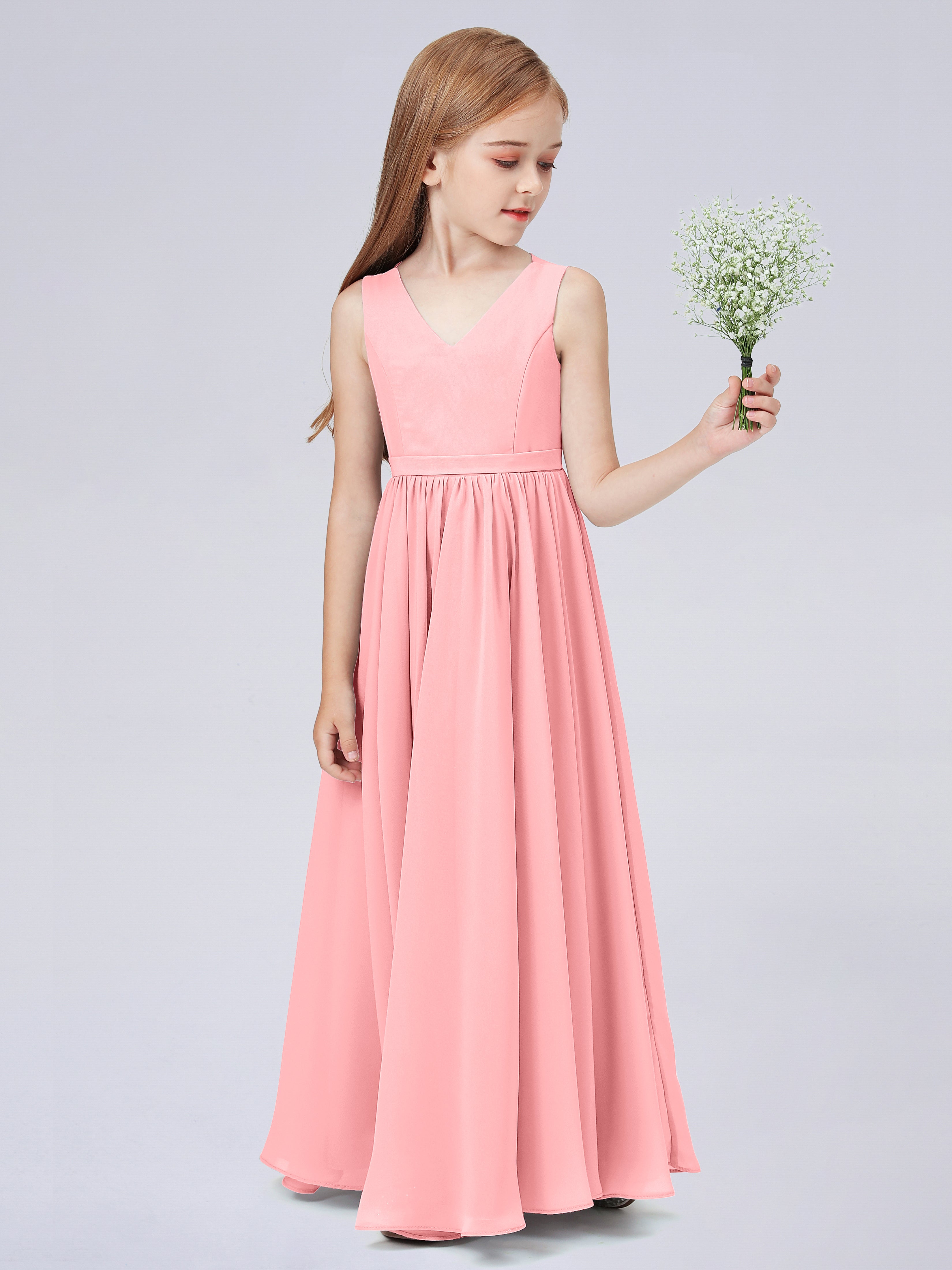 Ärmelloses Chiffon Kleid für Junge Brautjungfern