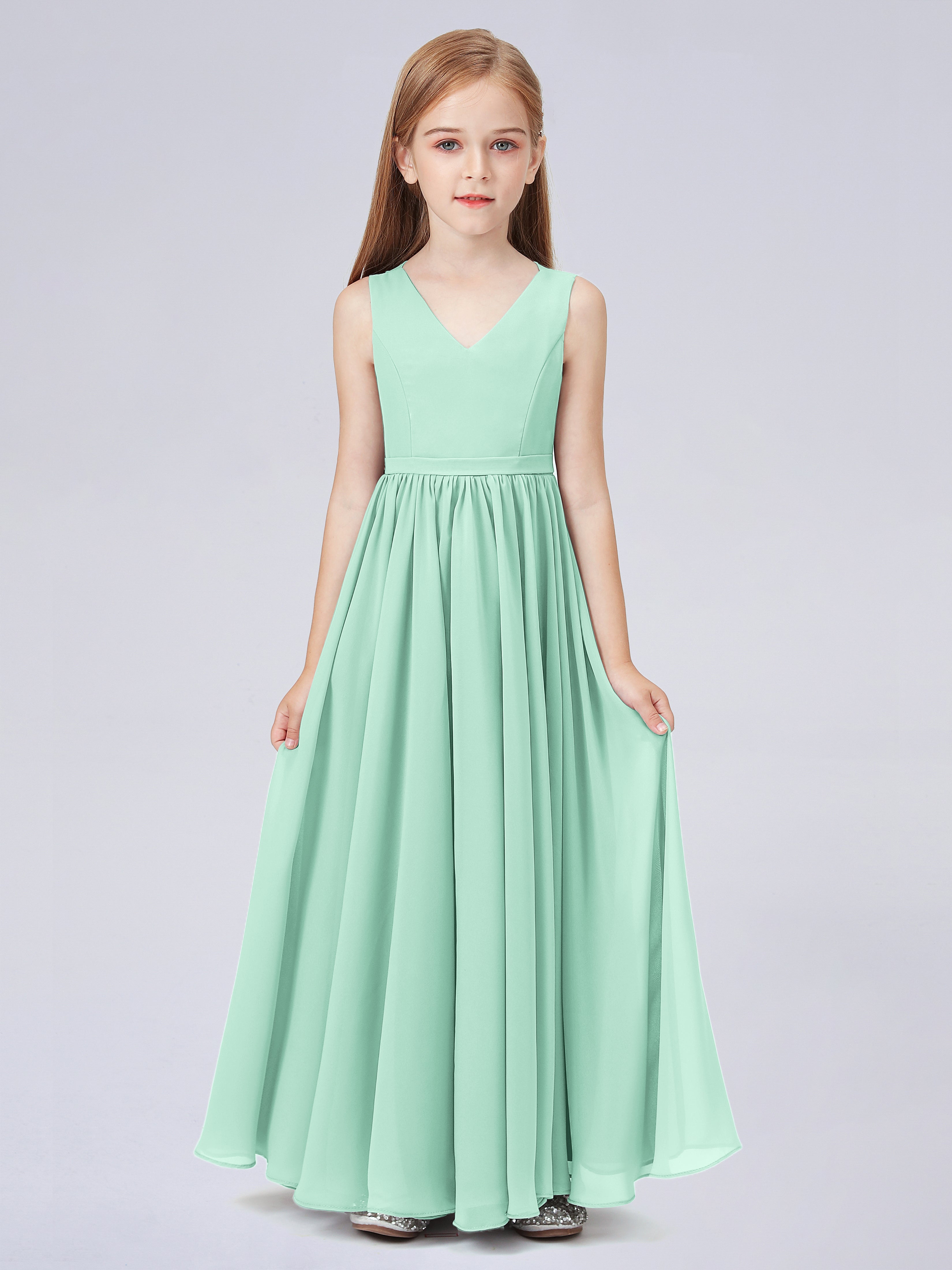 Ärmelloses Chiffon Kleid für Junge Brautjungfern