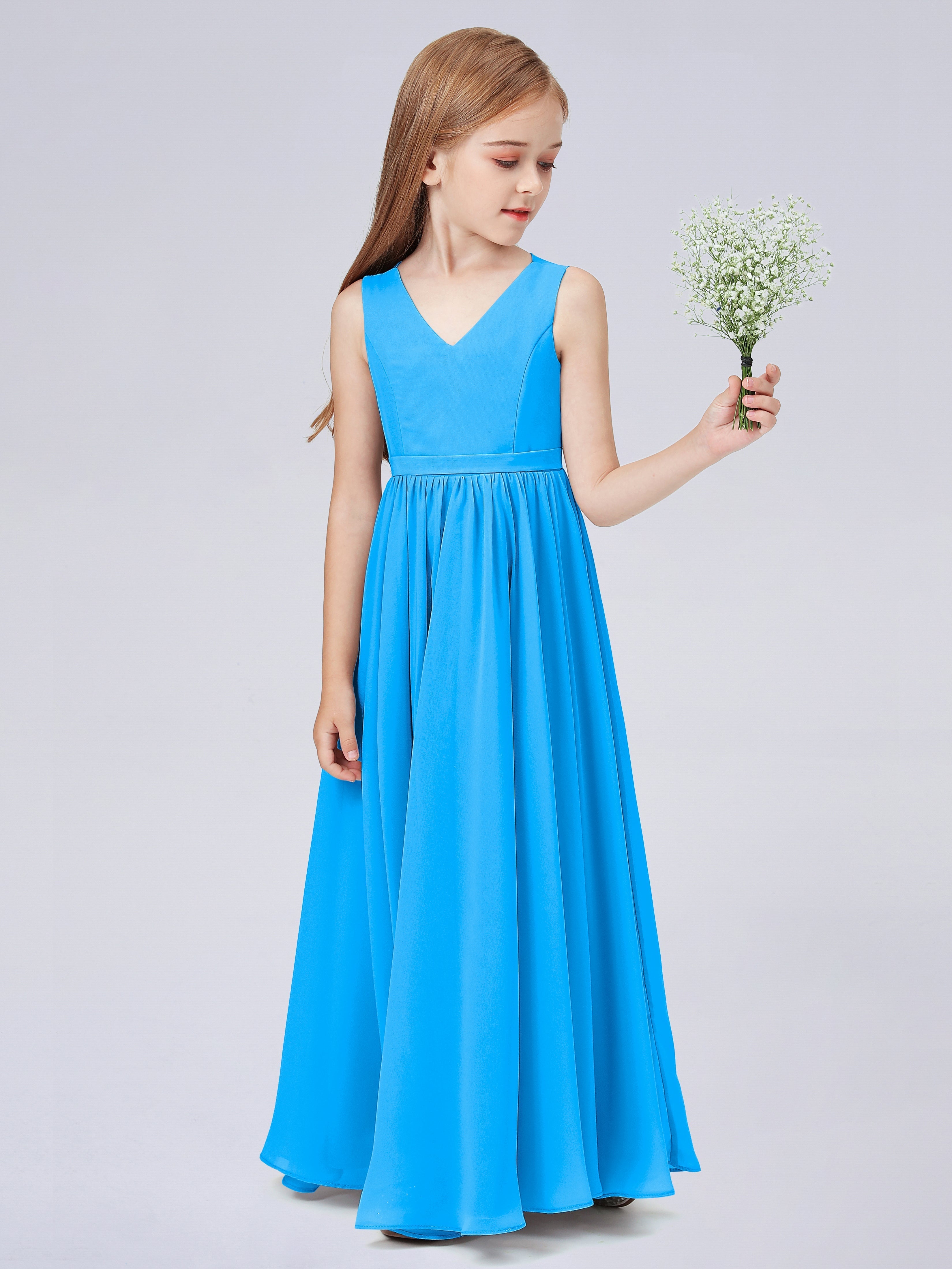 Ärmelloses Chiffon Kleid für Junge Brautjungfern