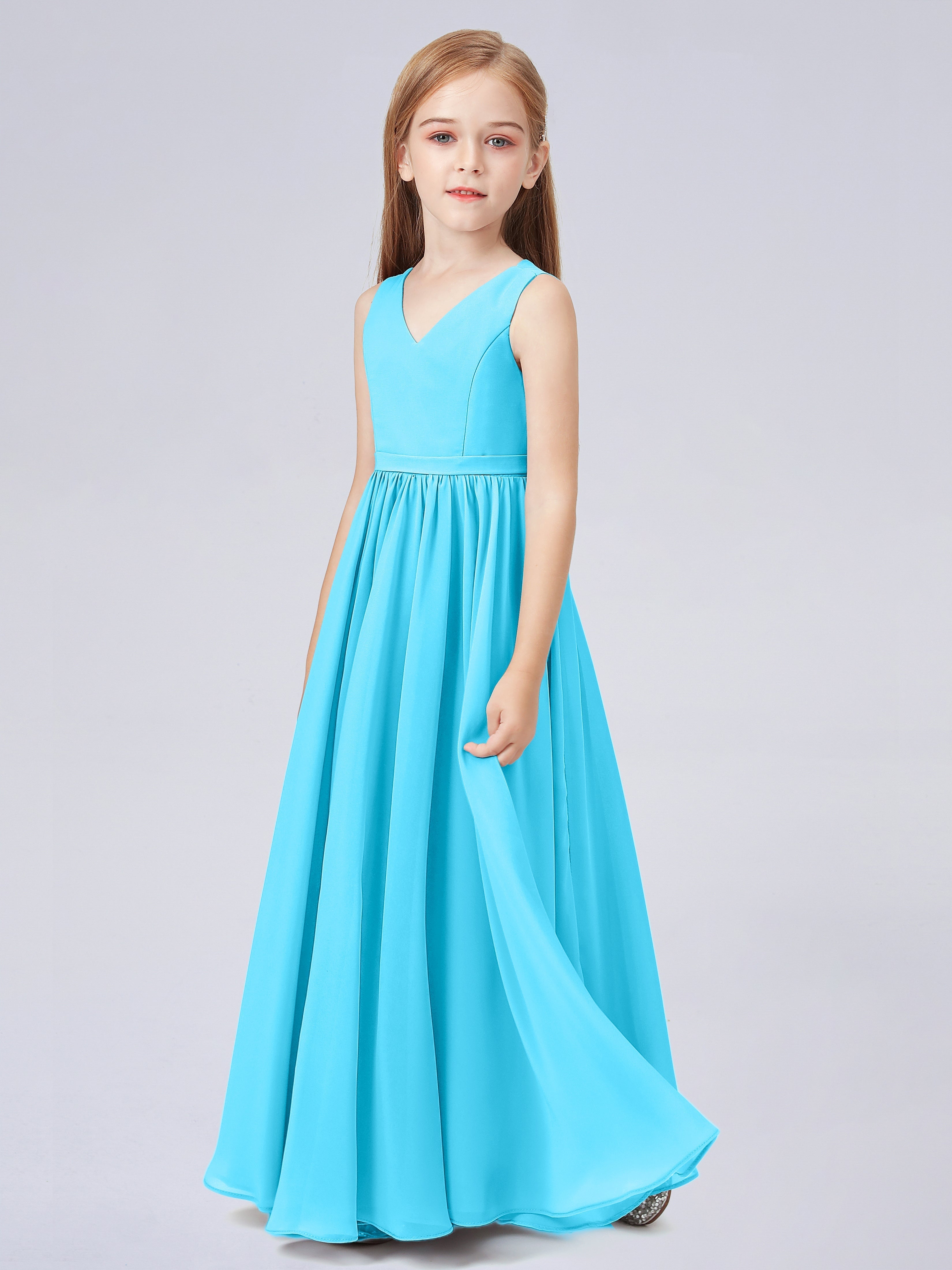 Ärmelloses Chiffon Kleid für Junge Brautjungfern