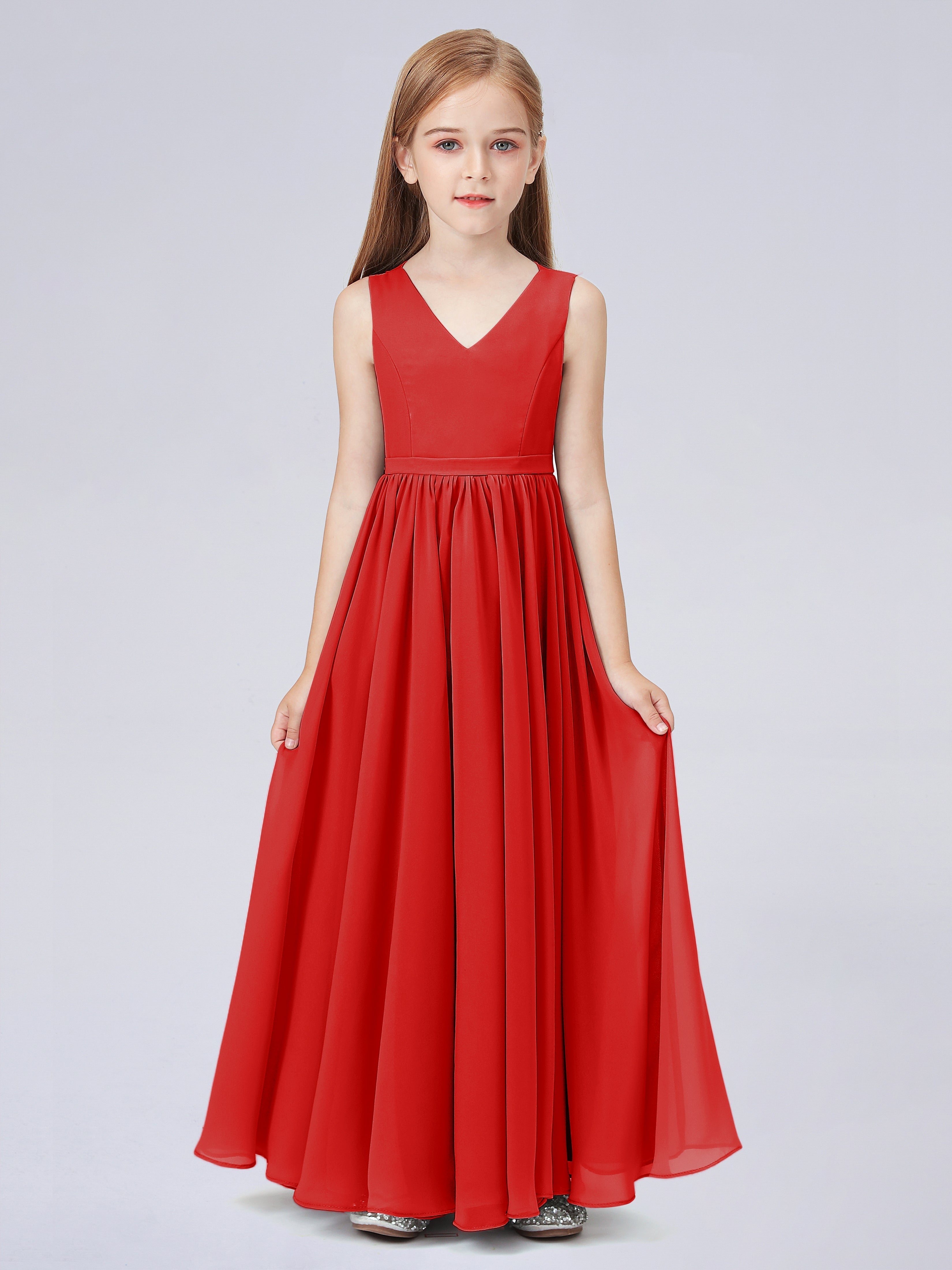 Ärmelloses Chiffon Kleid für Junge Brautjungfern