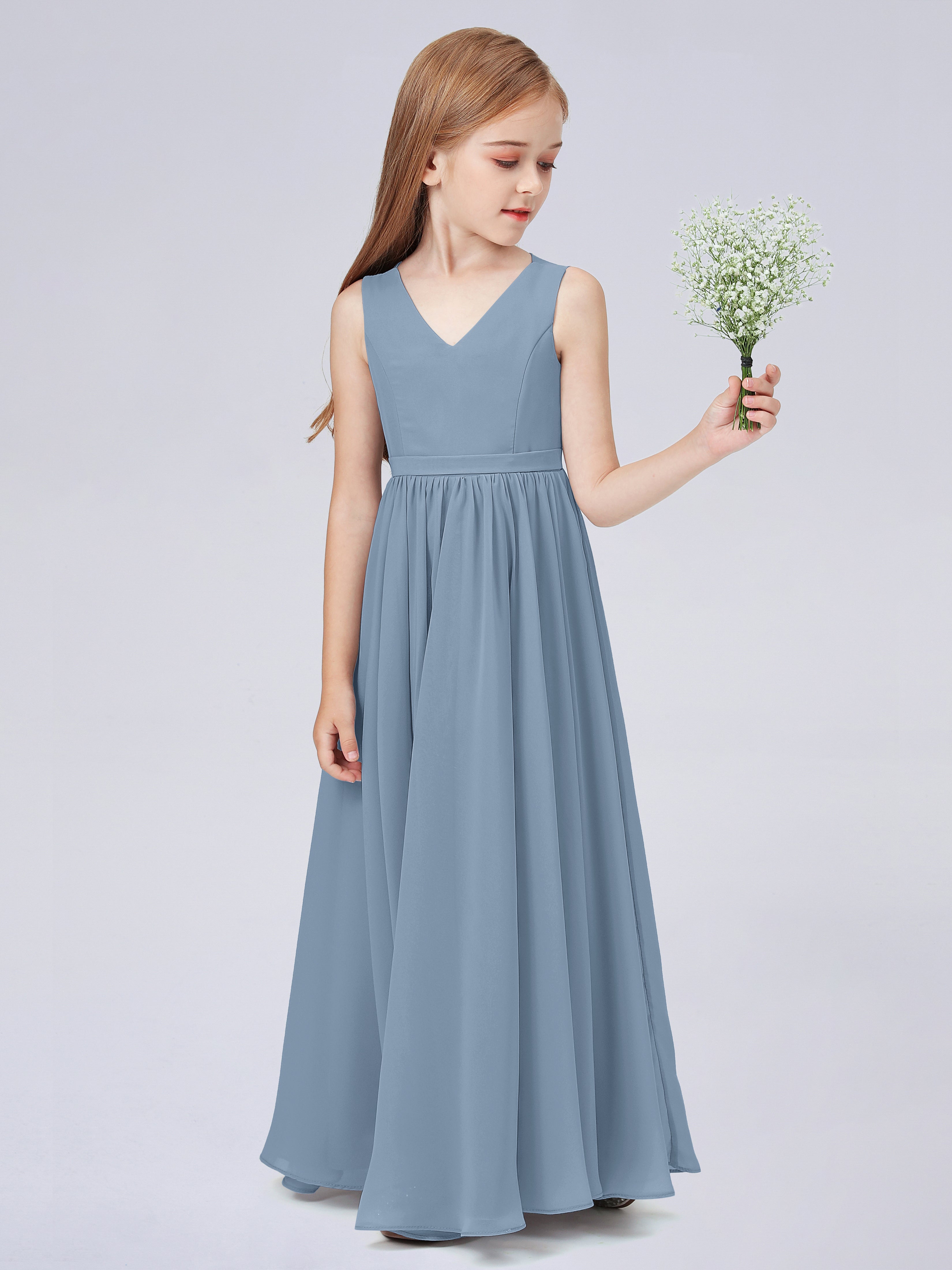 Ärmelloses Chiffon Kleid für Junge Brautjungfern