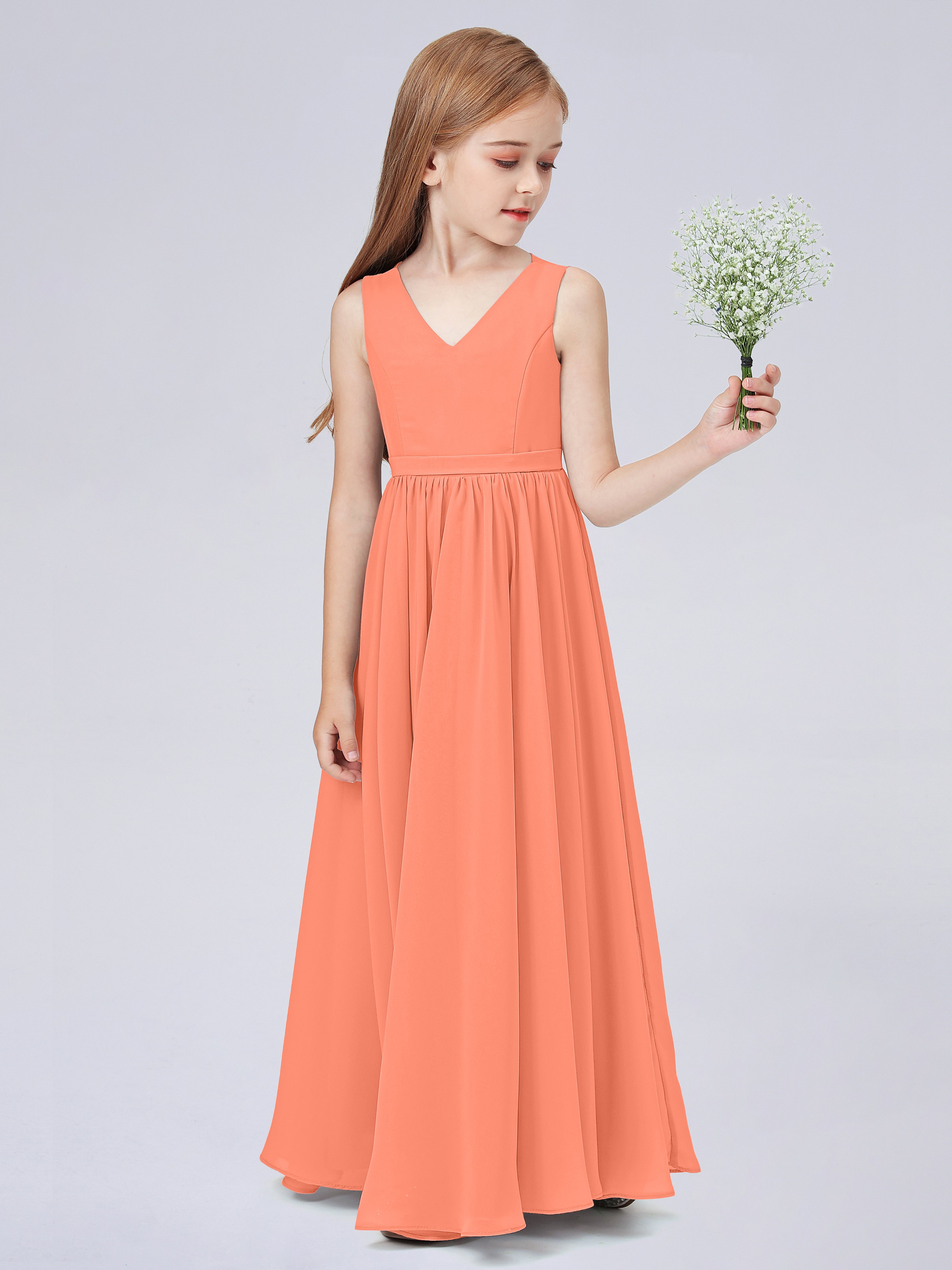 Ärmelloses Chiffon Kleid für Junge Brautjungfern