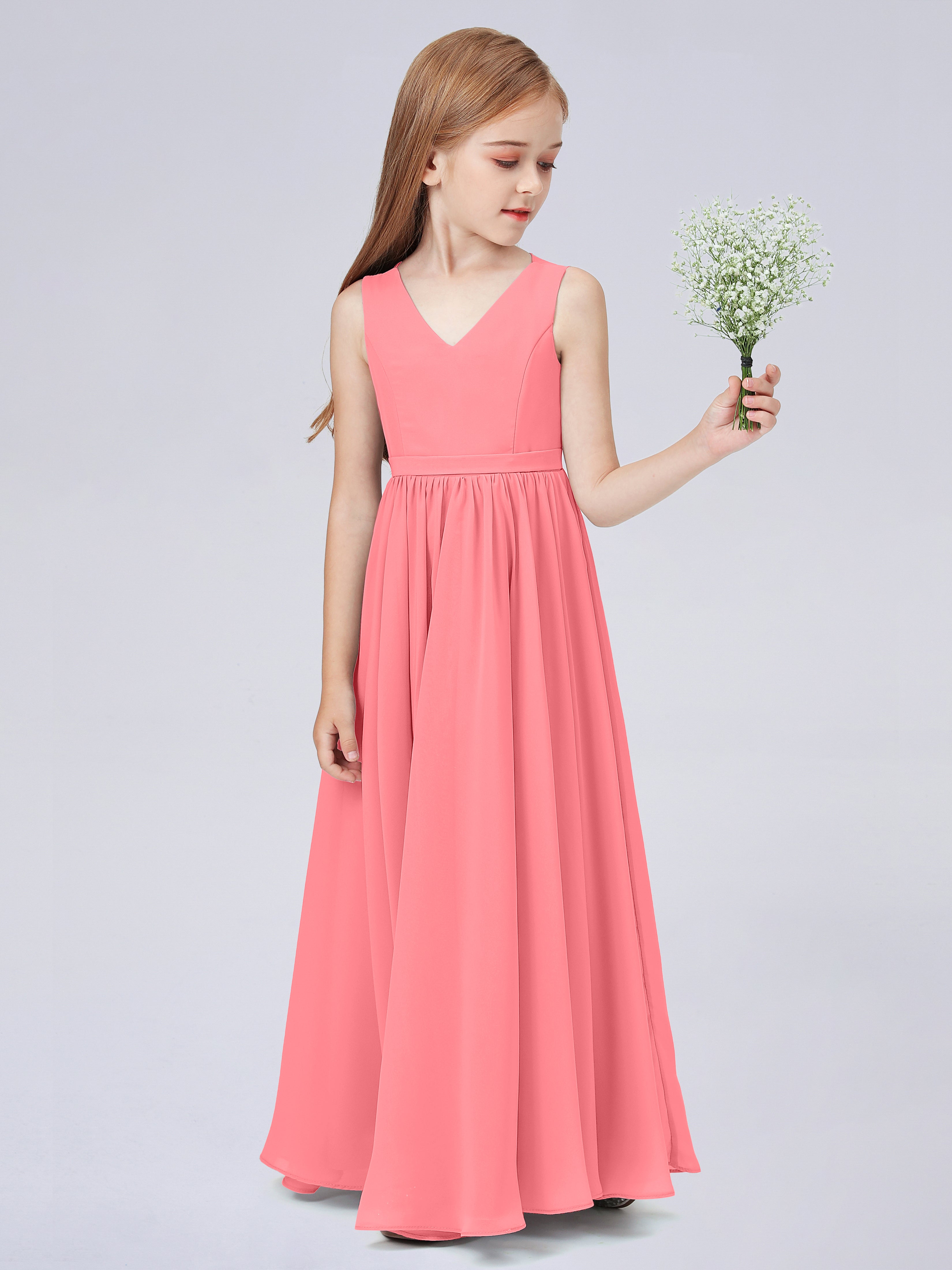 Ärmelloses Chiffon Kleid für Junge Brautjungfern