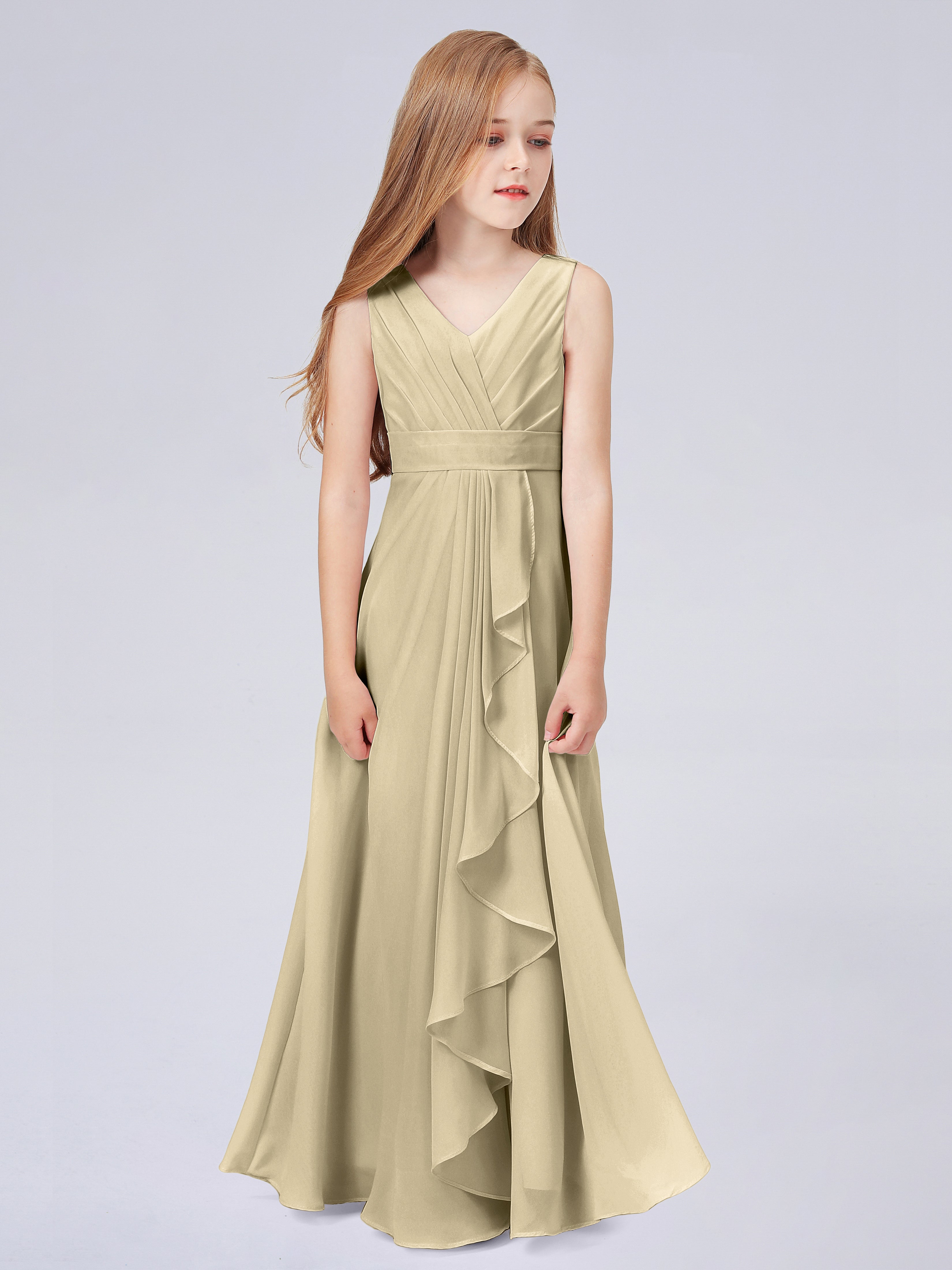 Trägerkleid für Junge Brautjungfern mit Cascade