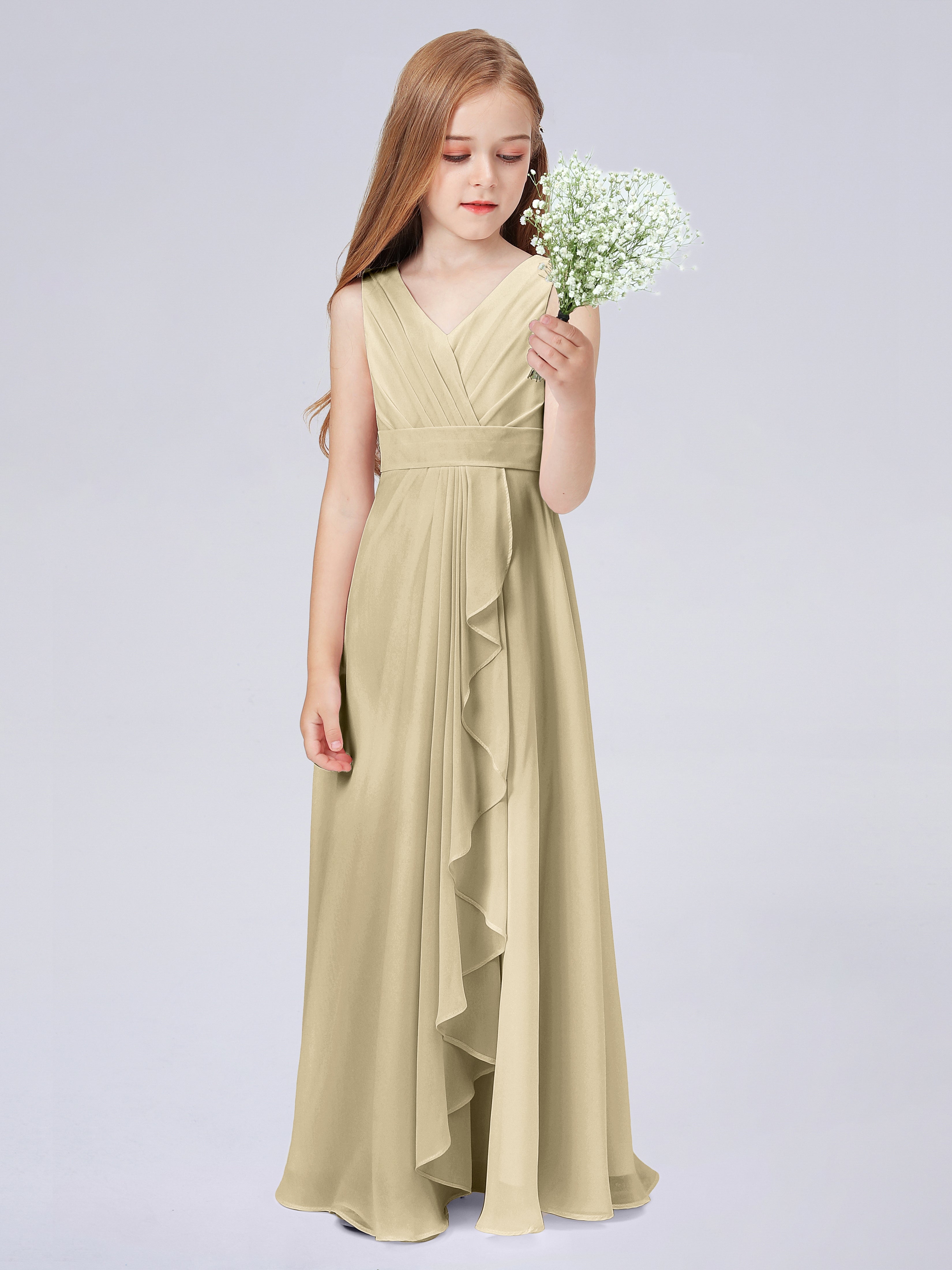 Trägerkleid für Junge Brautjungfern mit Cascade