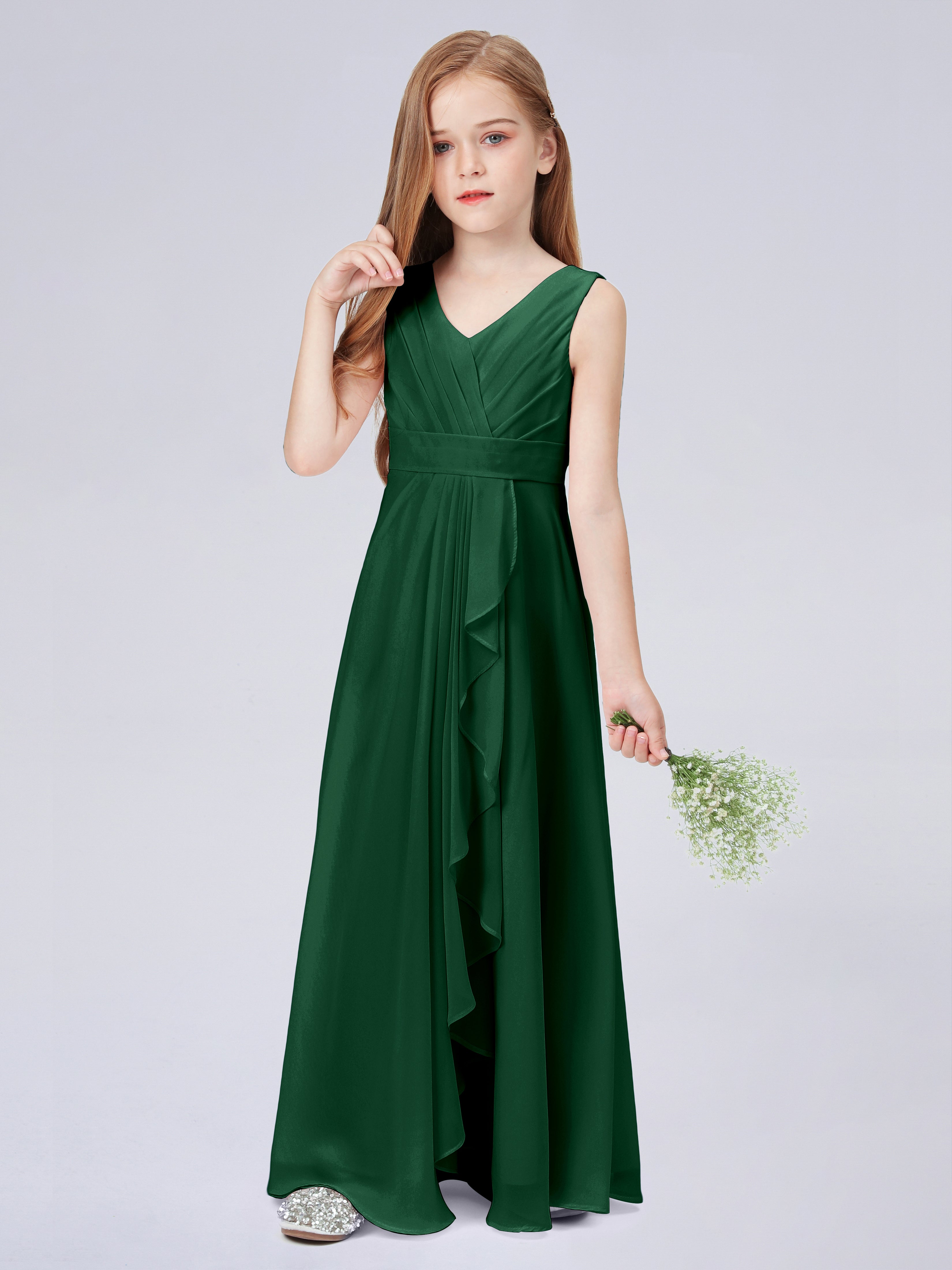 Trägerkleid für Junge Brautjungfern mit Cascade