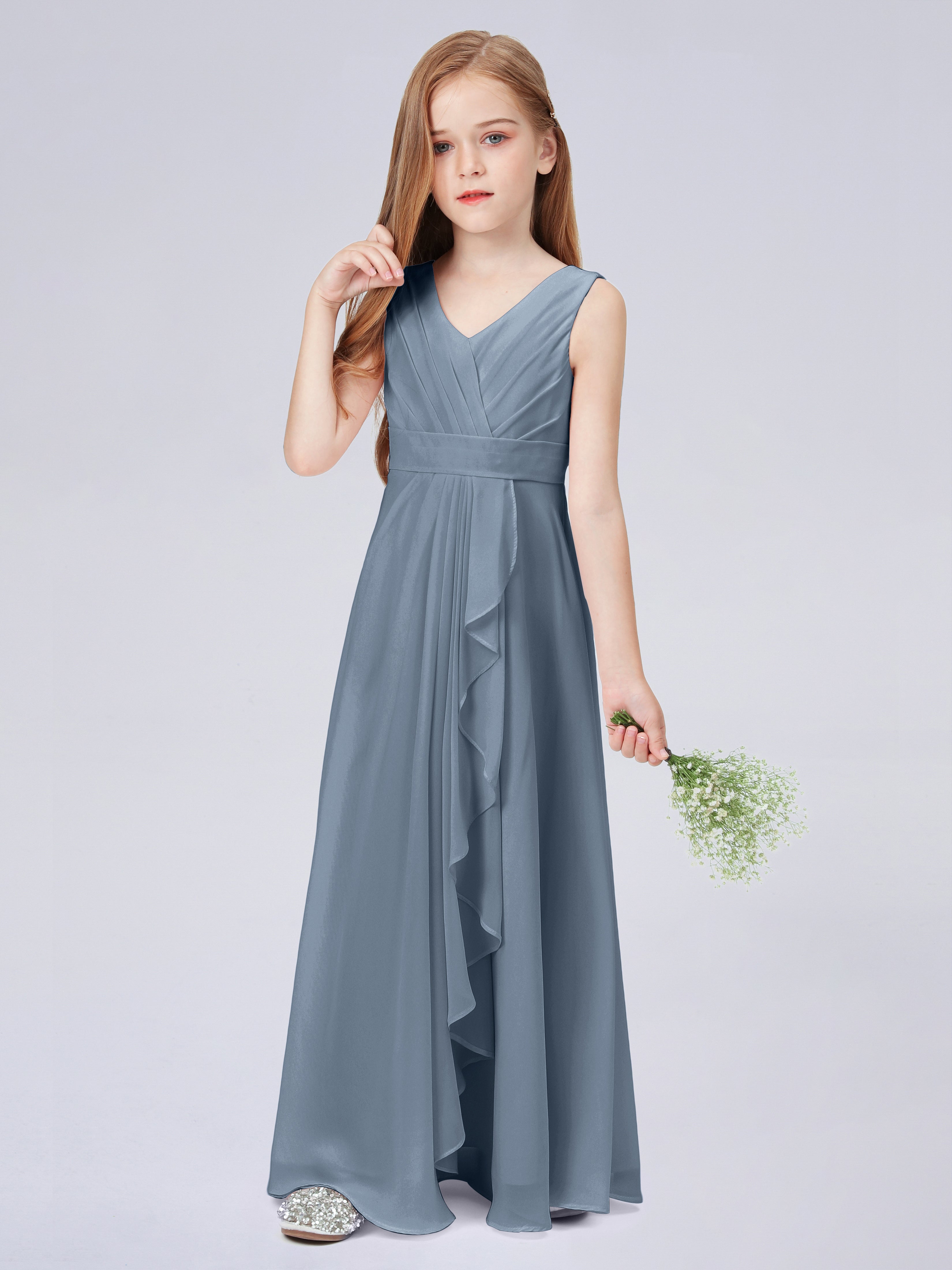 Trägerkleid für Junge Brautjungfern mit Cascade