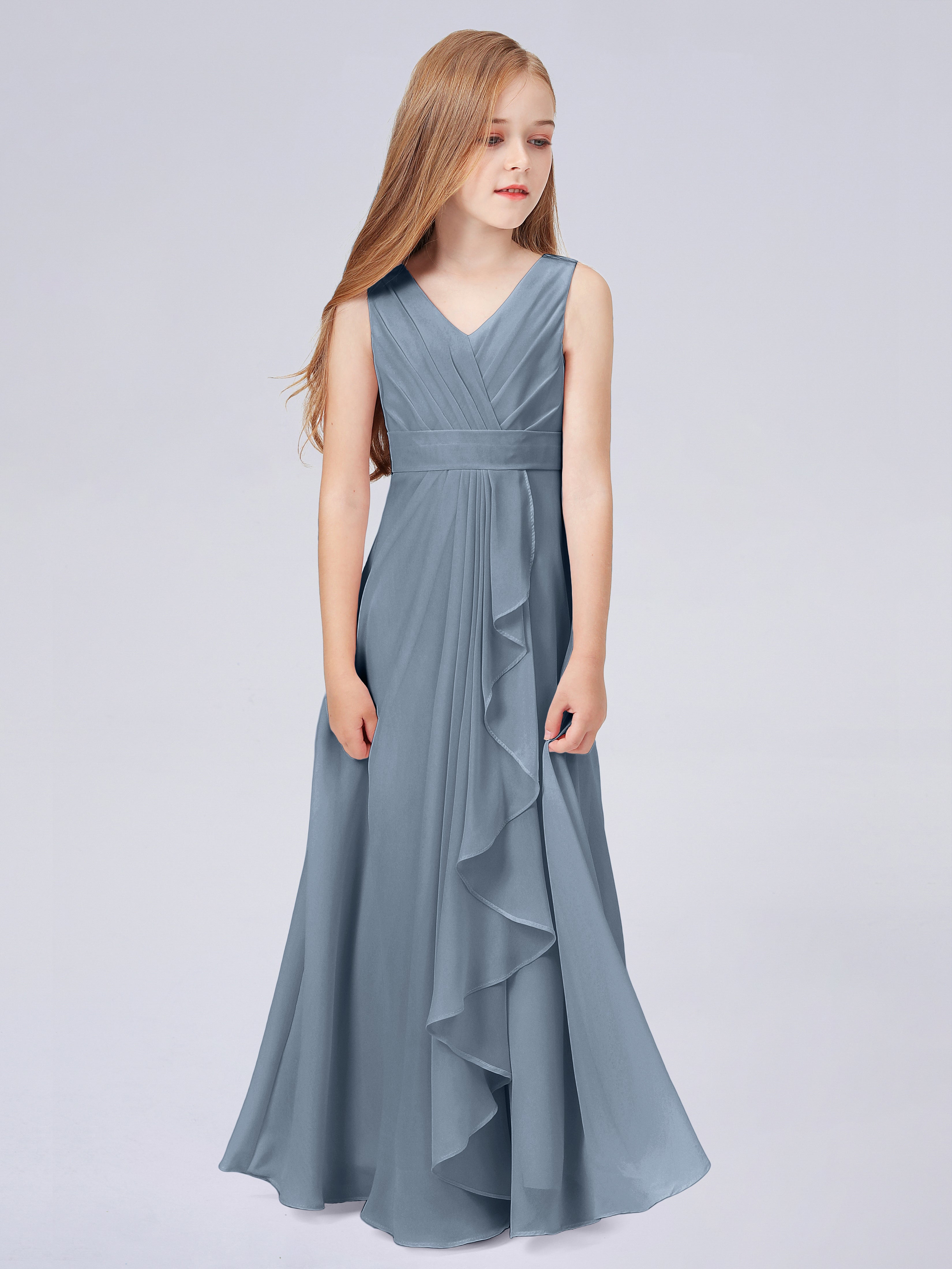 Trägerkleid für Junge Brautjungfern mit Cascade