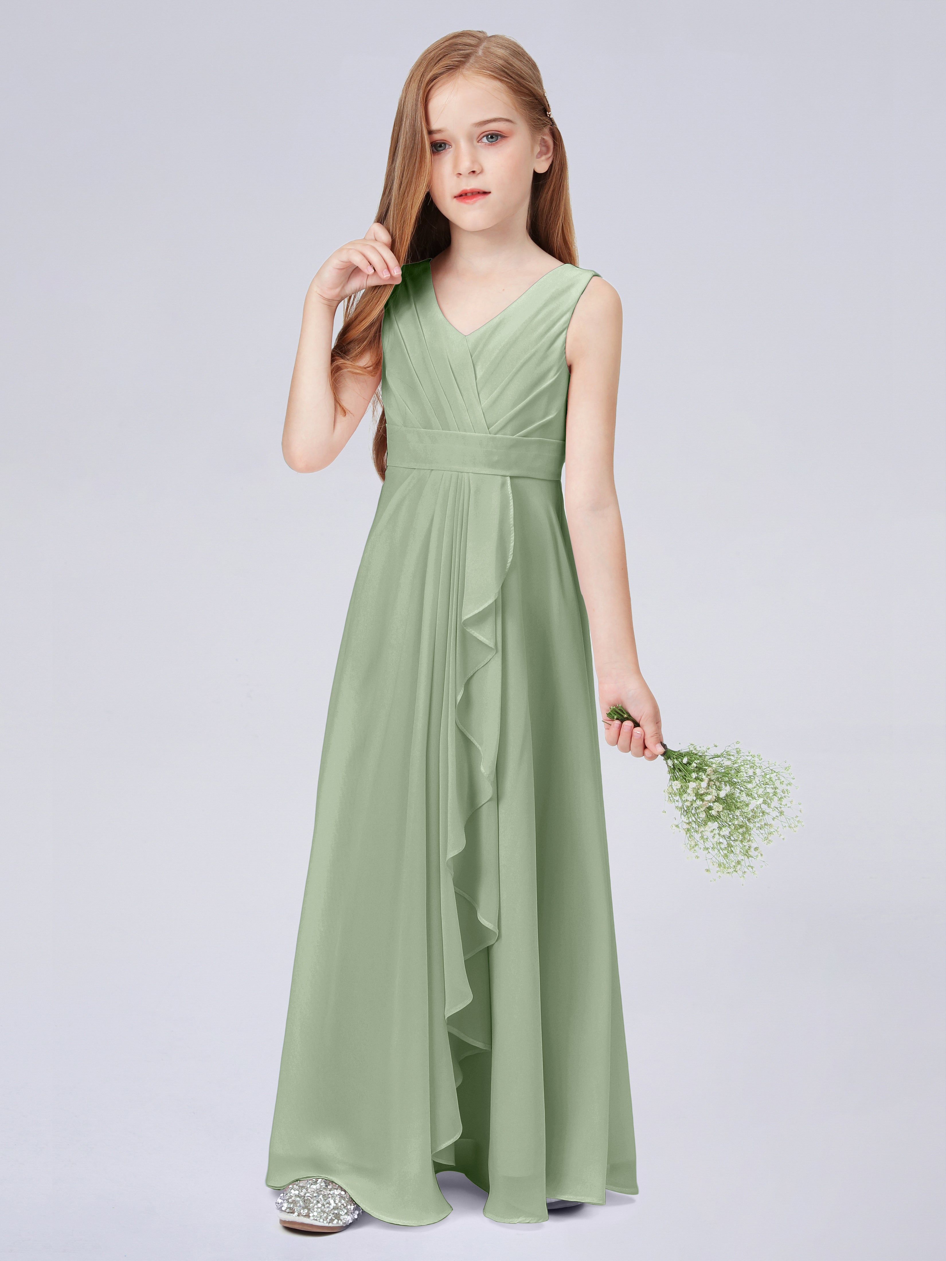 Trägerkleid für Junge Brautjungfern mit Cascade