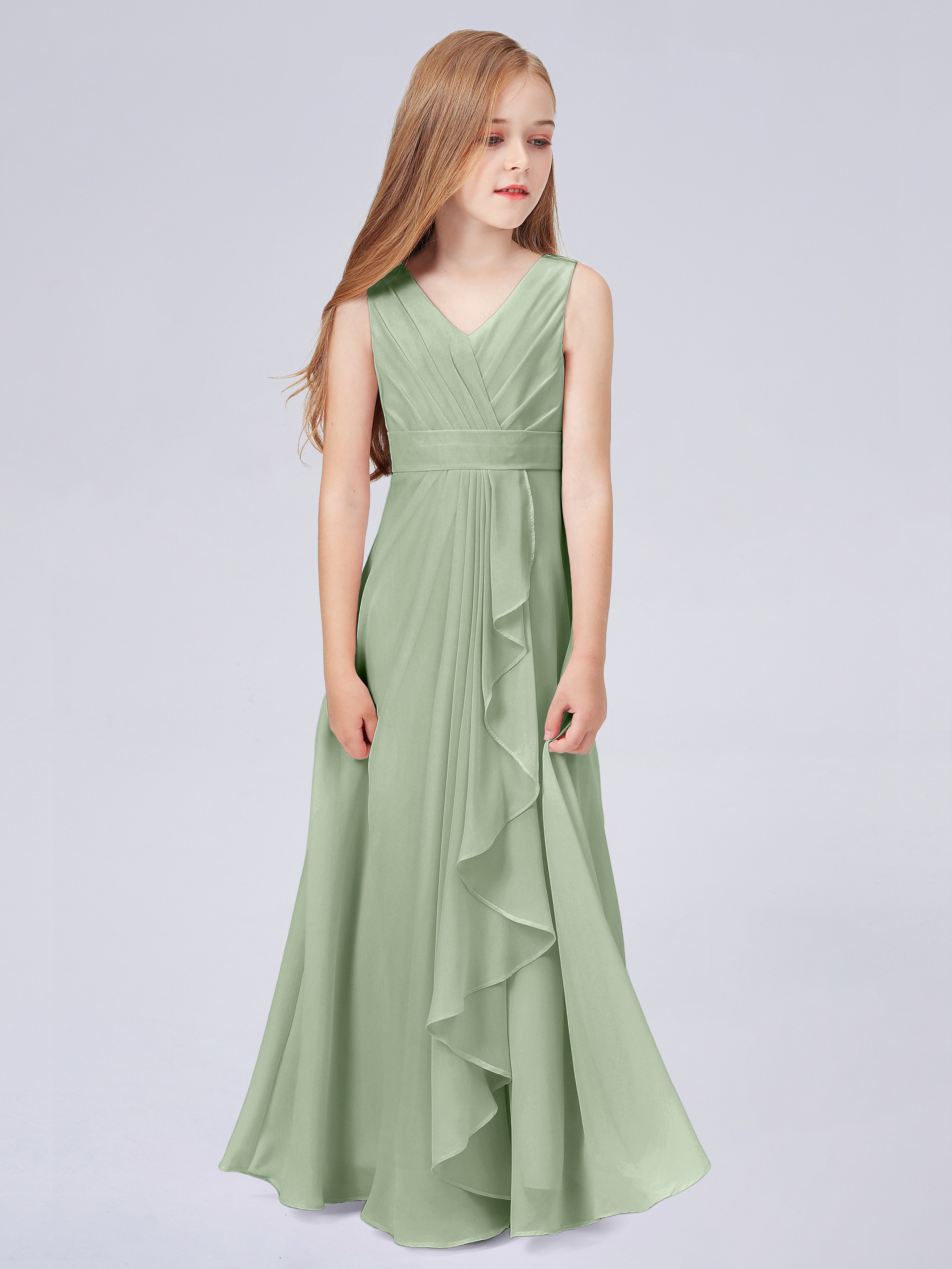 Trägerkleid für Junge Brautjungfern mit Cascade