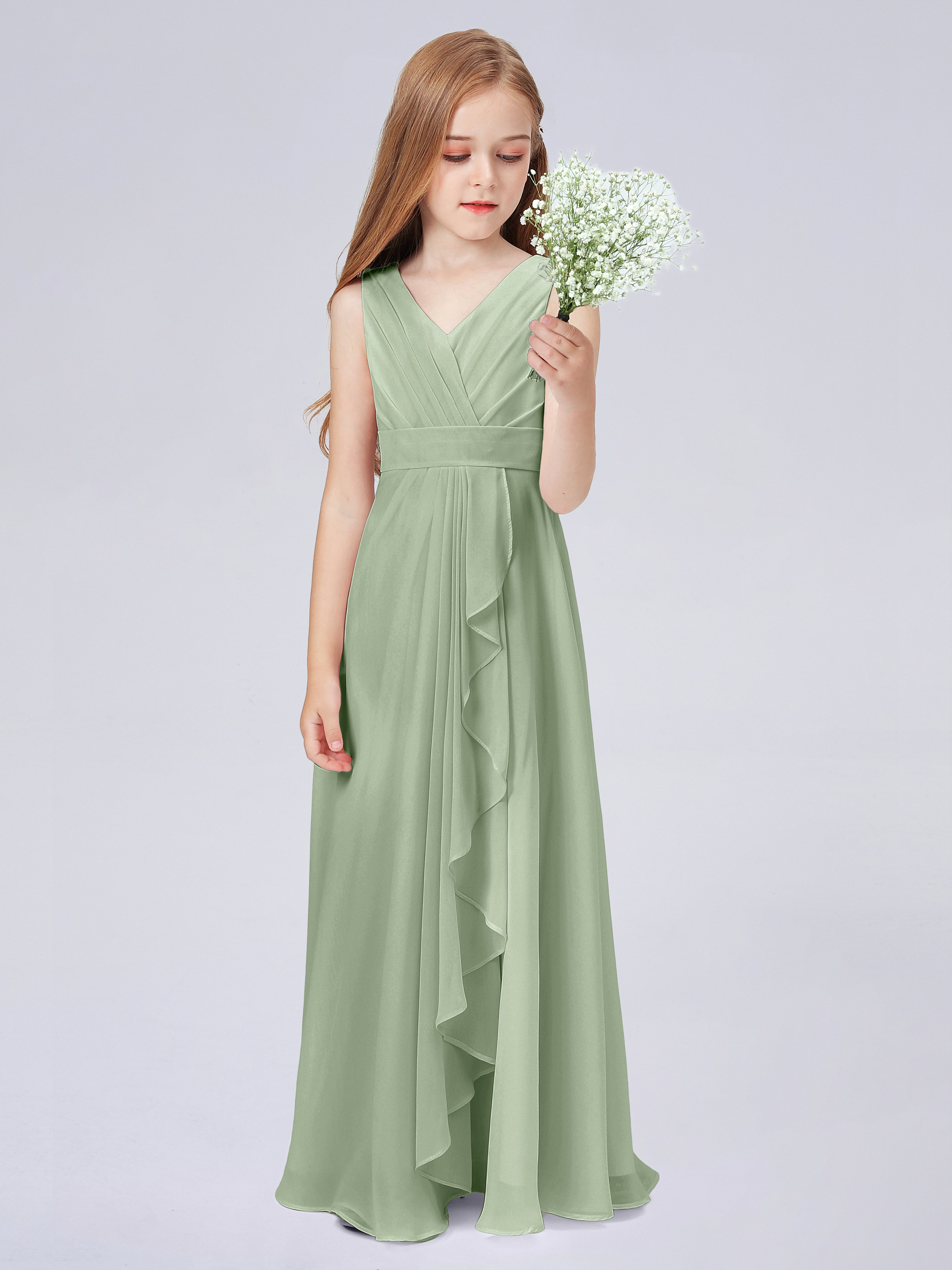 Trägerkleid für Junge Brautjungfern mit Cascade