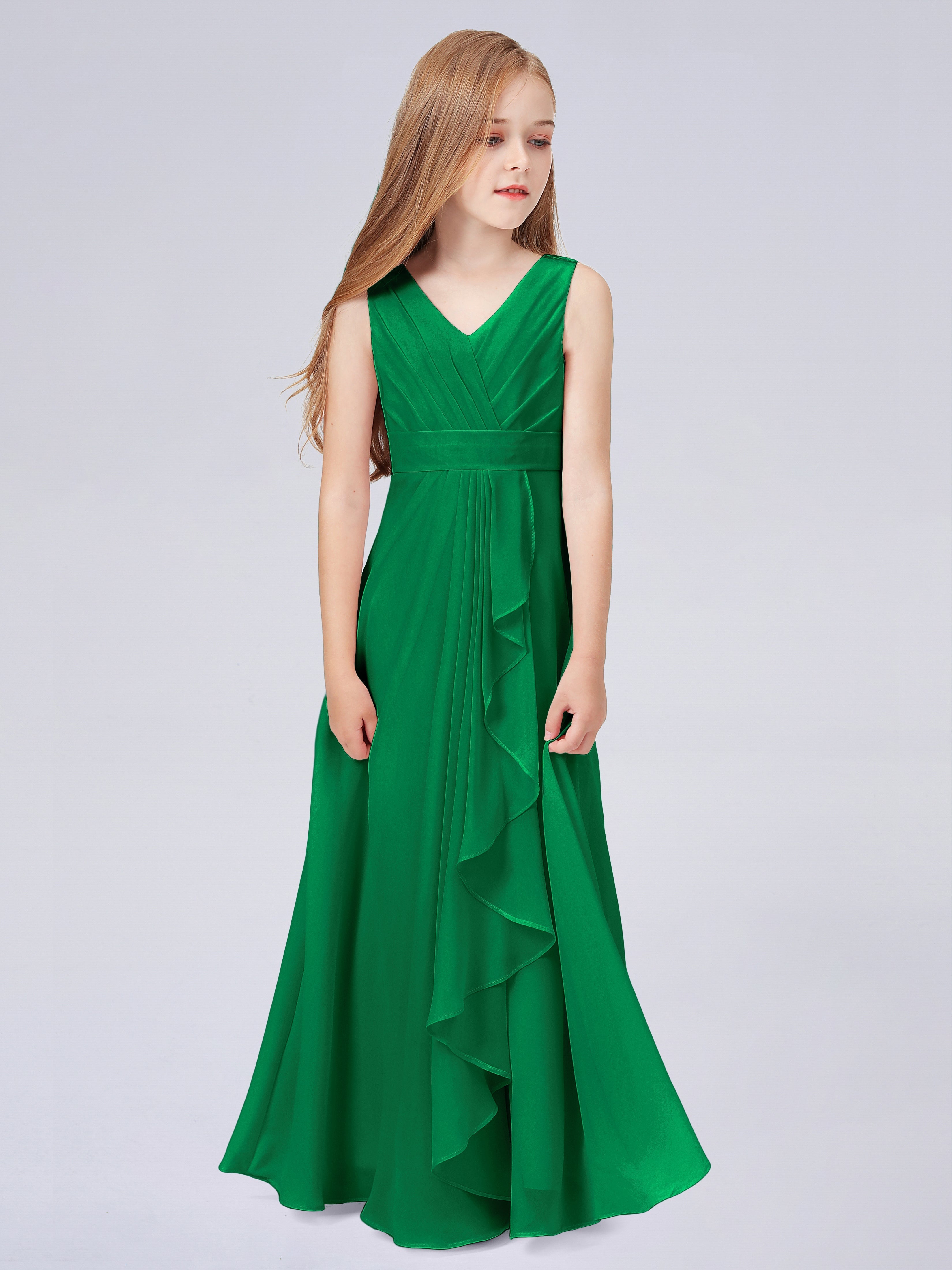 Trägerkleid für Junge Brautjungfern mit Cascade