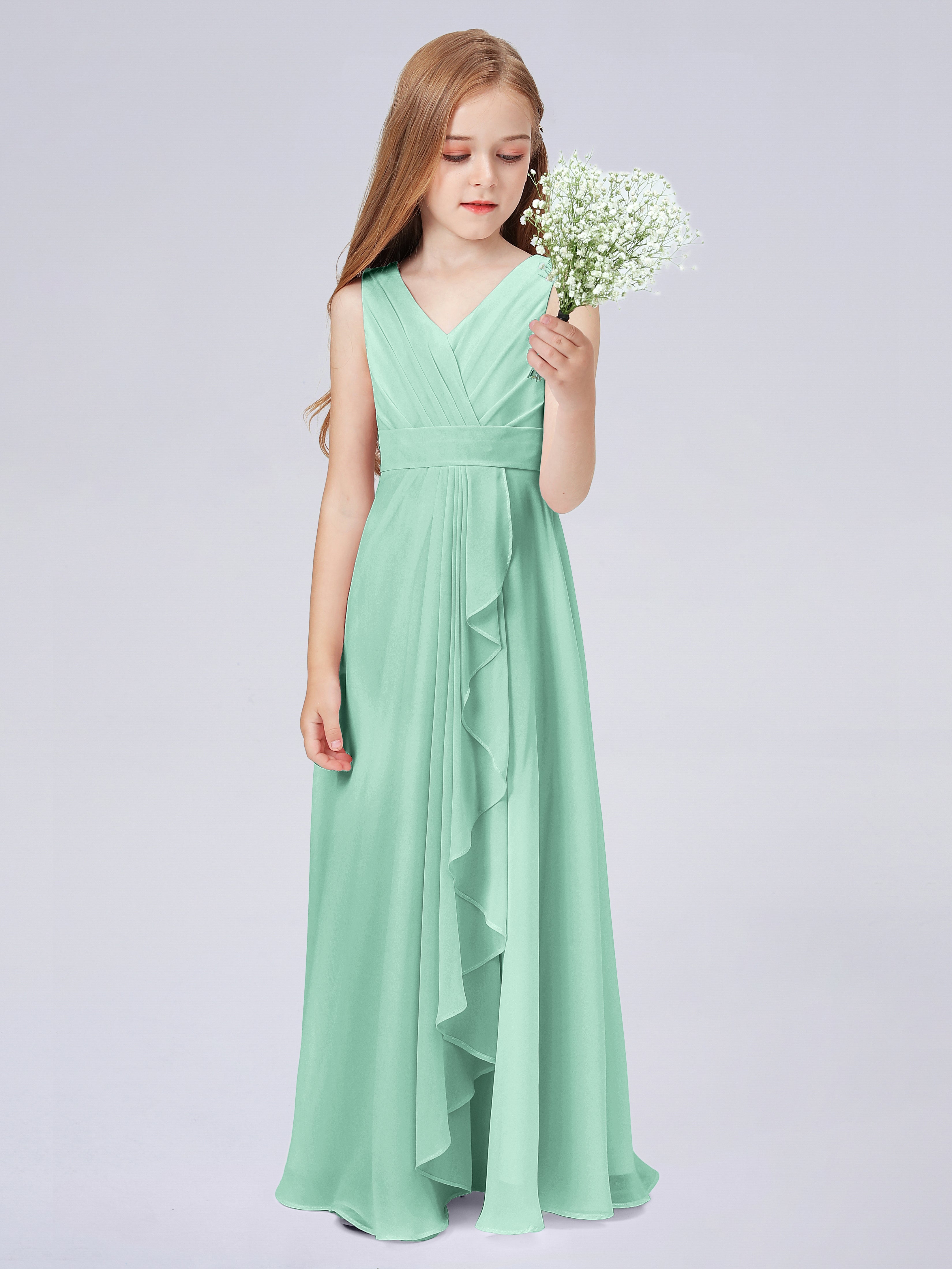 Trägerkleid für Junge Brautjungfern mit Cascade